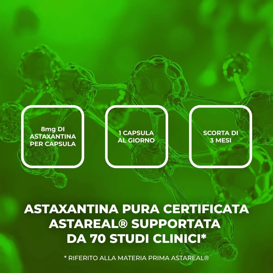 Astaxantina pura Certificata AstaReal® 8mg 90 capsule - Naturale Vegan OGM free