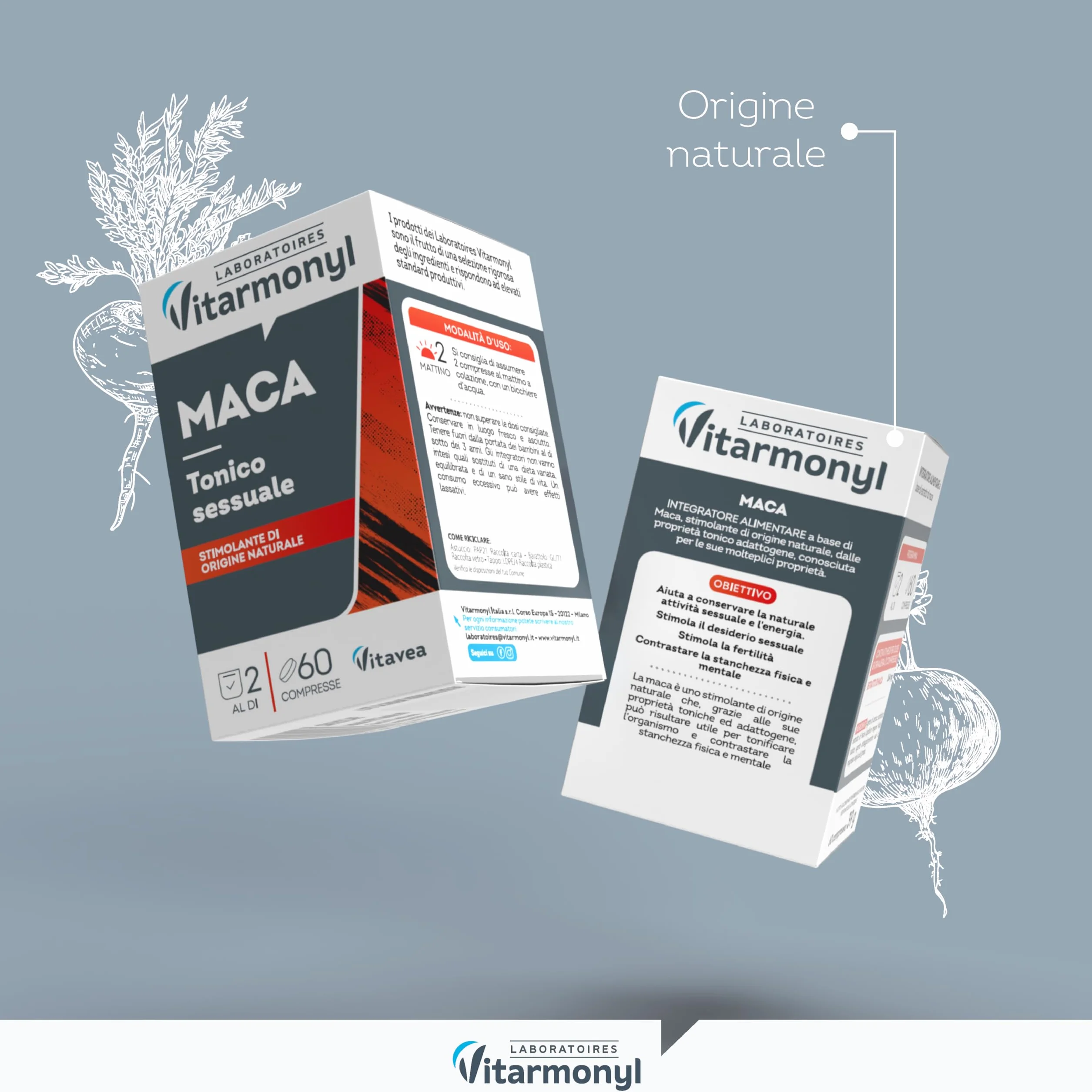 Vitarmonyl Maca – Integratore Alimentare Tonico Naturale – Supporto Energia e Vitalità – Per Uomo e Donna – 60 Compresse