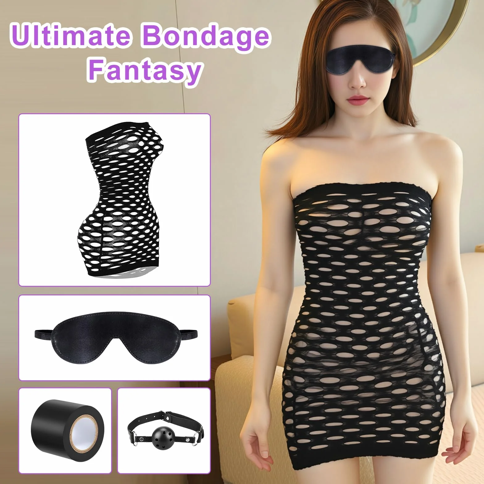 Ninonly Bondage Set SM 14 Pezzi Sex Toys Kit Plug Anale BDSM Giocattoli Sessuali per Donne Coppie Nero