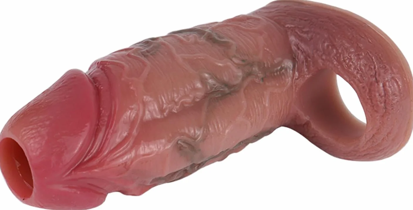 Guaina Pene Realistico Morbido con Cockring, Prolunga Ingrandimento Pene Maschile, Sex Toys per Coppie