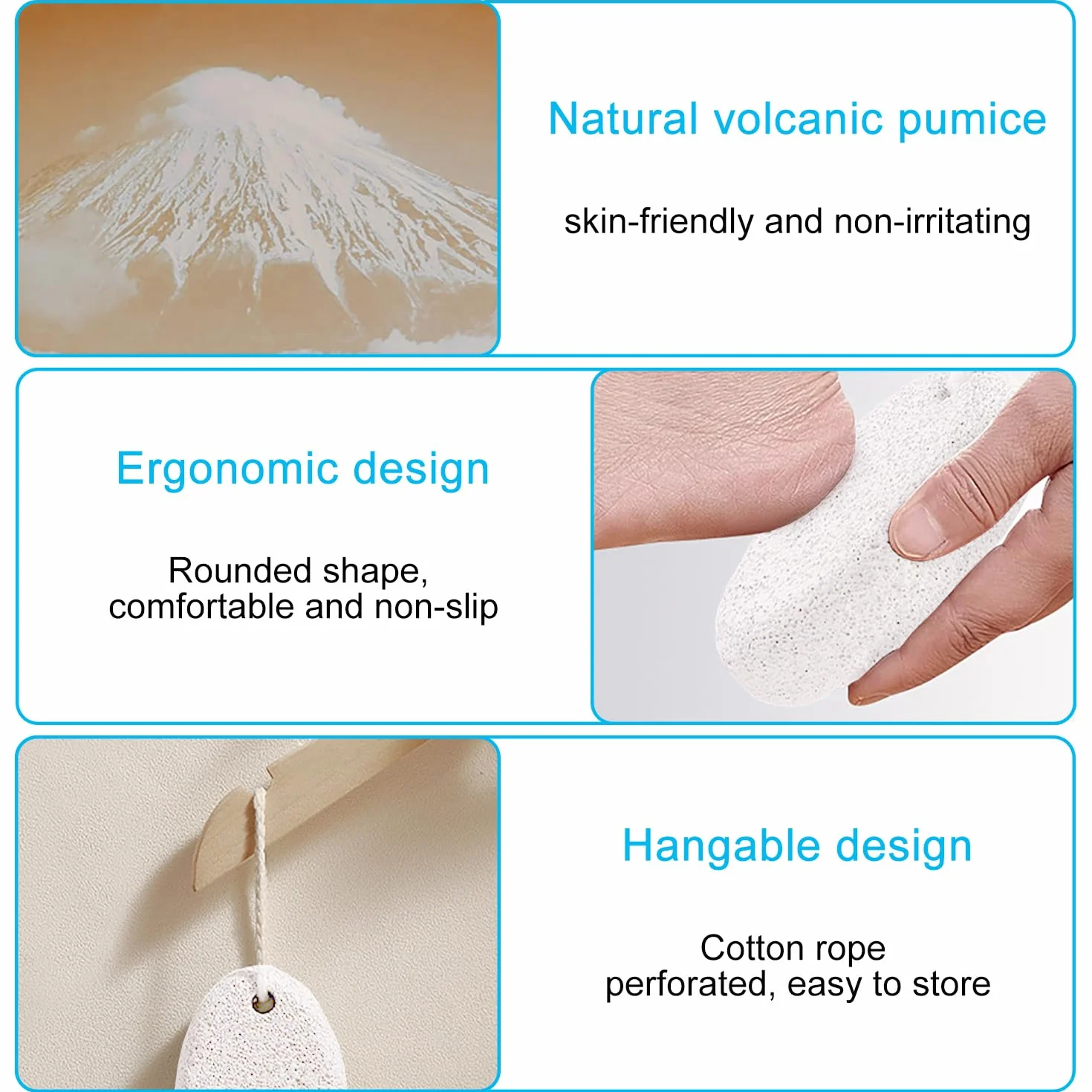 Pietra Pomice Naturale per Piedi e Mani, Lava Pedicure Tools Rimozione Callo Pelle Dura, 2 Pezzi