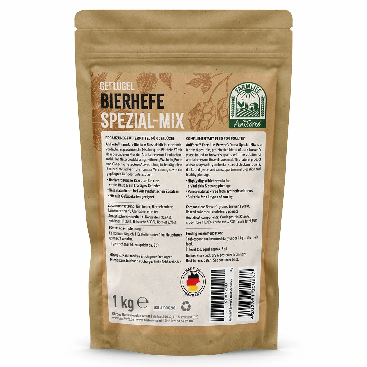 FarmLife Lievito di birra per polli e pollame, integratore naturale, 1 kg