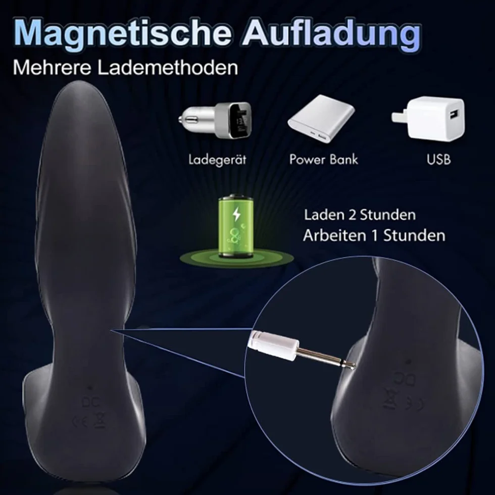 Massaggiatóre Próstatico,Silicone Vibràtóre con 12 Modalità di Vibrazione, Morbido Vibratǒri per Donna e Uomo Stimólazione Clitòridea e Puntó G Massaggiatóre Nero