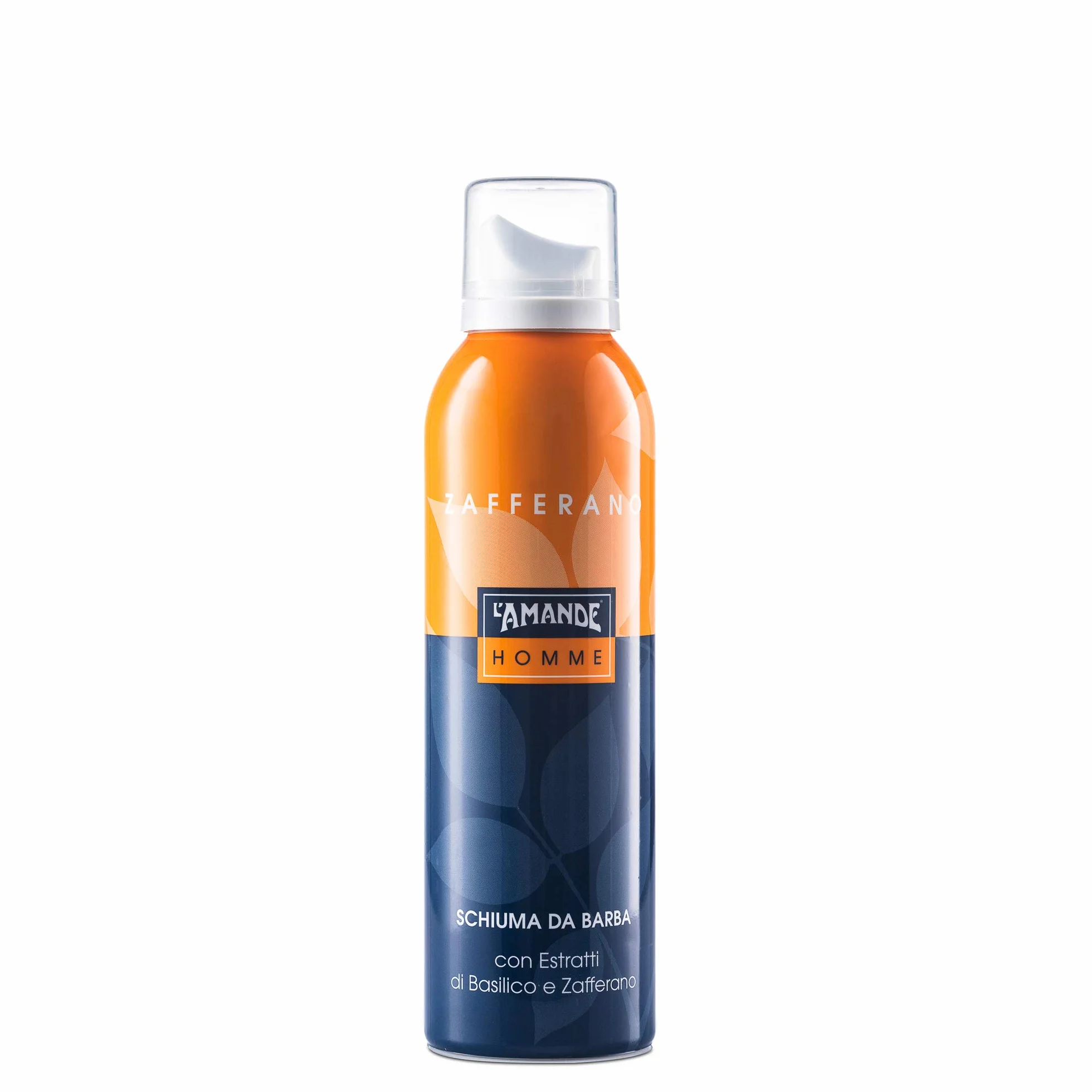 L'AMANDE - Schiuma da Barba Delicata e Tonificante, Schiuma da Barba Uomo con Estratto di Basilico, Emulsione Delicata contro Irritazioni, Favorisce la Scorrevolezza del Rasoio, Zafferano 200 ml