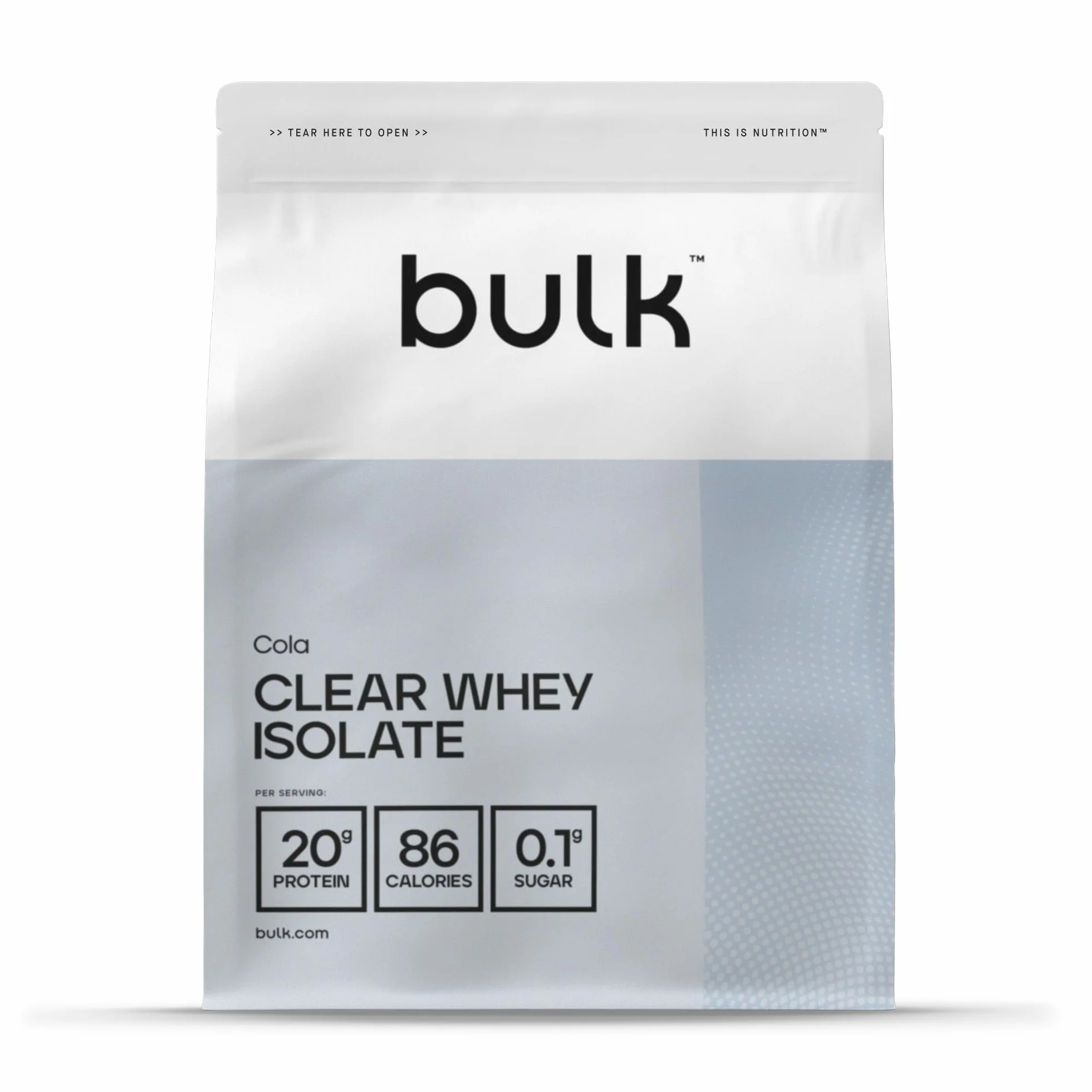 Bulk Clear Whey Isolate, Cola, 20g di proteine a rapido assorbimento, Basso contenuto di zuccheri, Frullato proteico leggero e fruttato, 20 porzioni