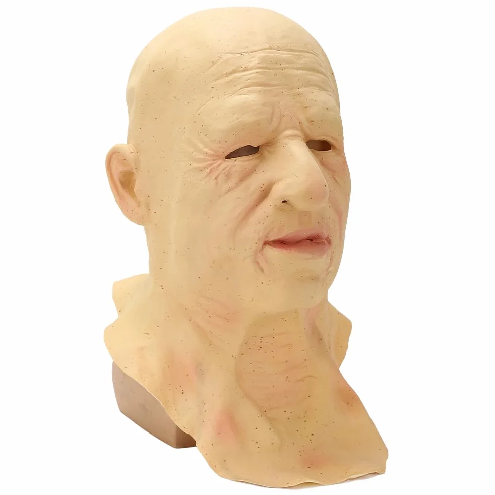 HEEPDD Copri Viso da Uomo Anziano in Lattice di Halloween, Copricapo Realistico con Bordo in Silicone Ultra Sottile