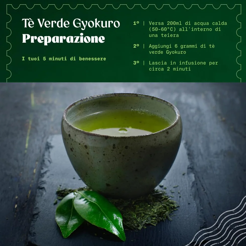 NaturaleBio Tè verde Gyokuro Giapponese Biologico da 100g. Bio, Naturale e Puro, Thè verde in foglie di primo raccolto coltivato in Giappone. Organic Japanese Gyokuro Green Tea.