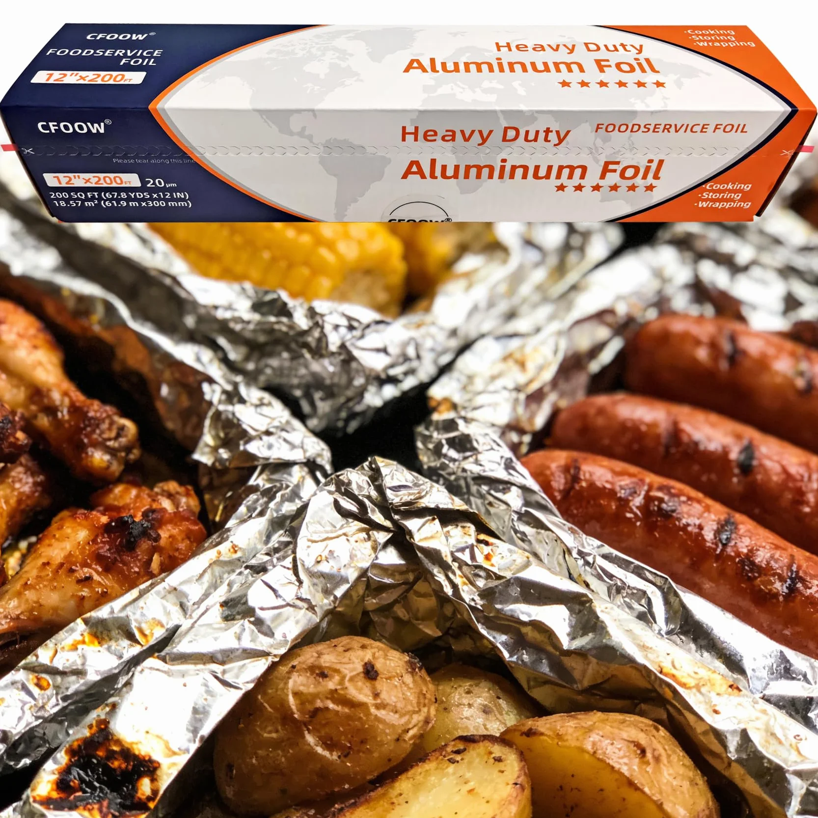 Carta Alluminio Extra Resistente – Spessore 20 Micron – 30 cm x 60 m – Per Airfryer, Forno & Barbecue – Con Taglierino Integrato – Qualità Professionale