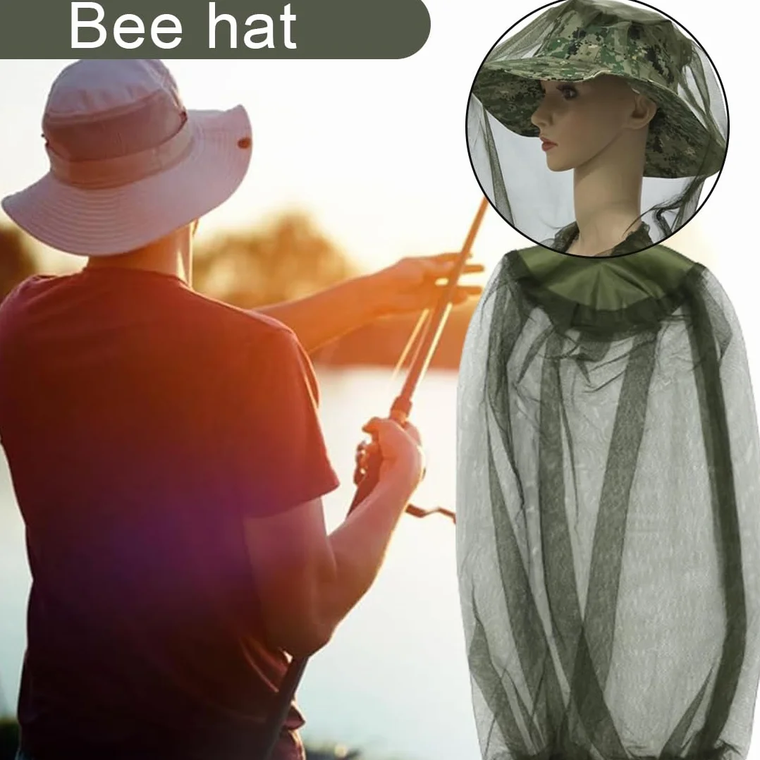 Cappello Antizanzare con Zanzariera Rete per la Testa Protezione Viso 2 Pezzi