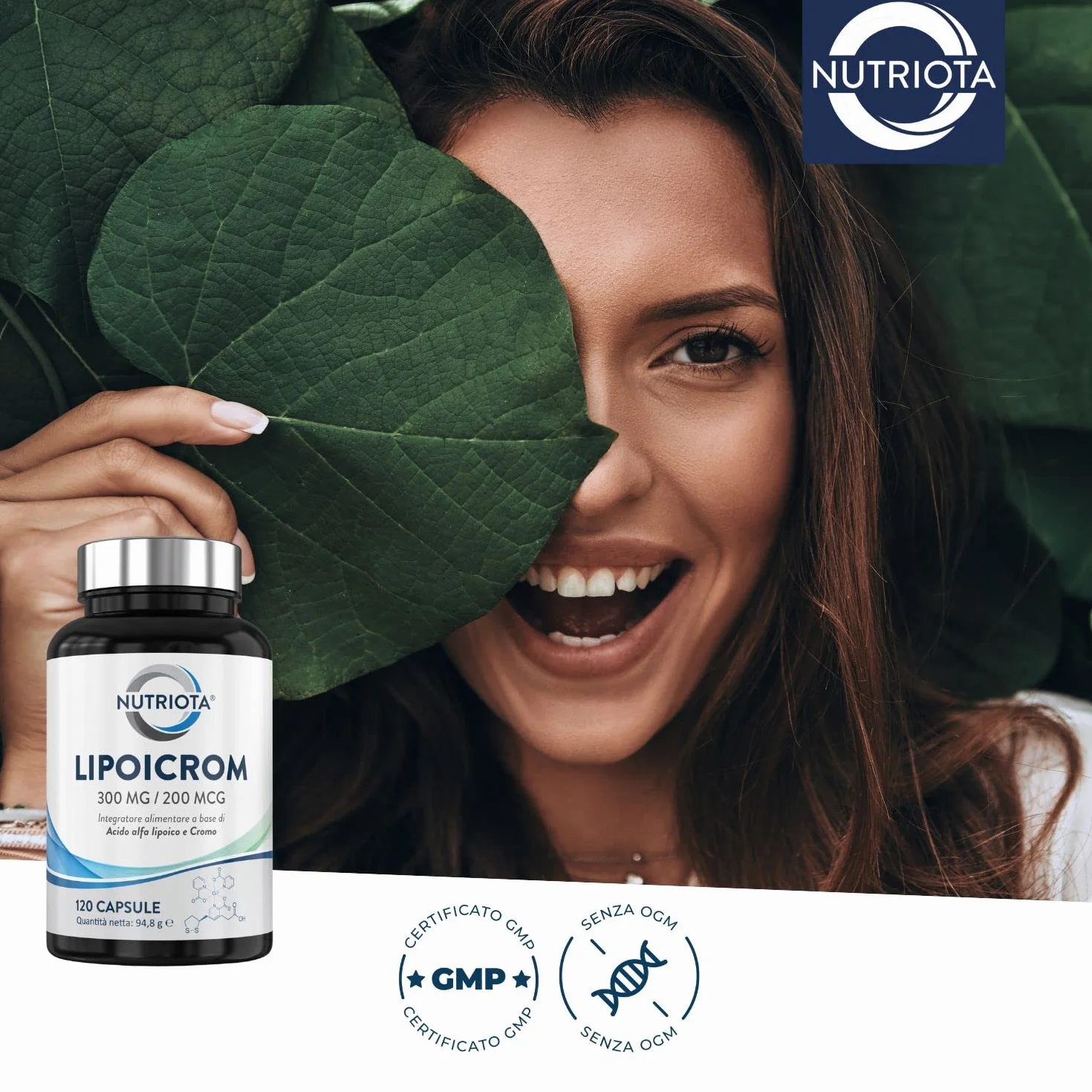 Nutriota Acido alfa lipoico 300 mg con cromo picolinato 200 mcg 120 capsule integratore alimentare