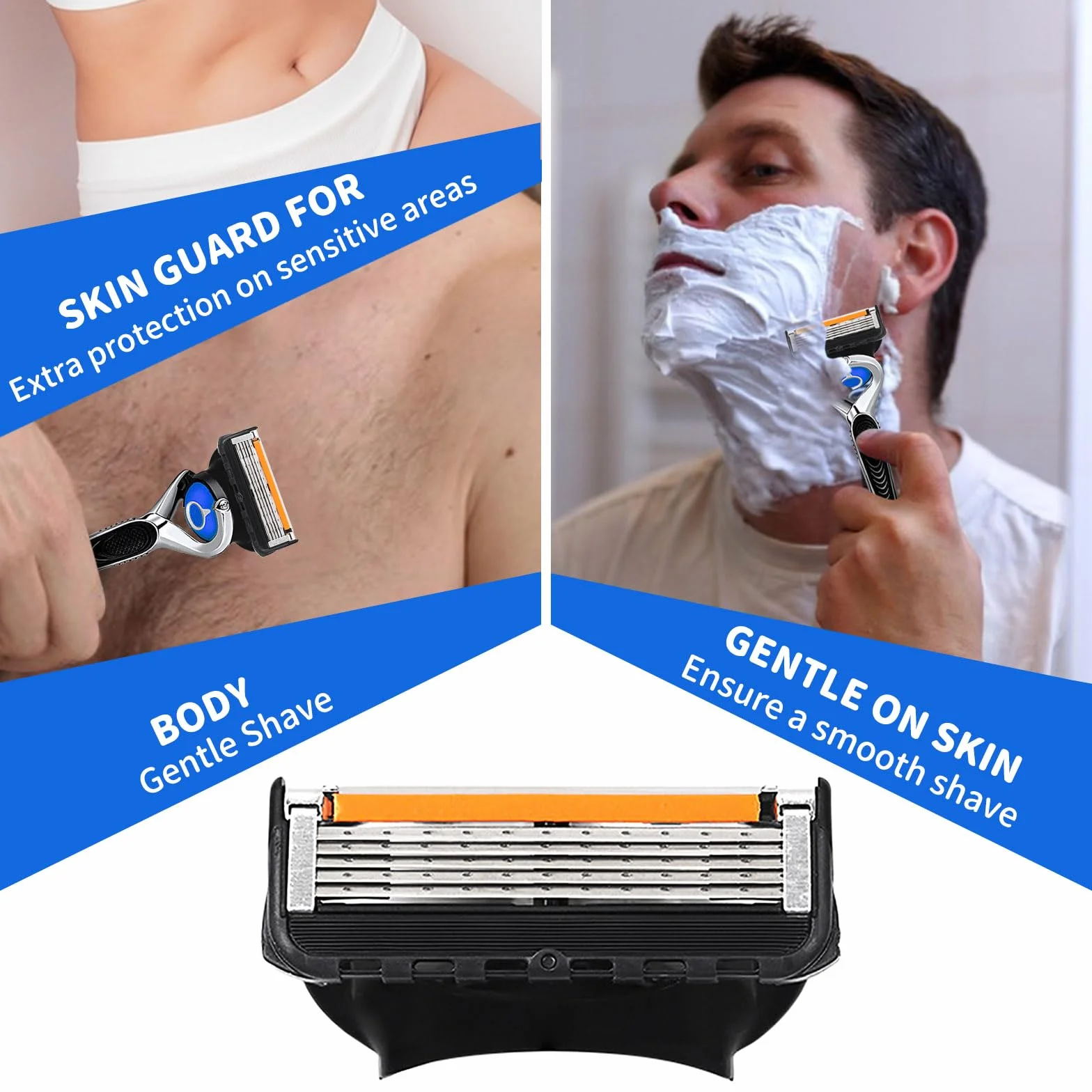 Lamette da uomo ProGlide per rasoio bagnato, 24 lame di ricambio per rasoi bagnati, pacchetti convenienza da 5 lame Fusion, lamette da barba Pro Glide