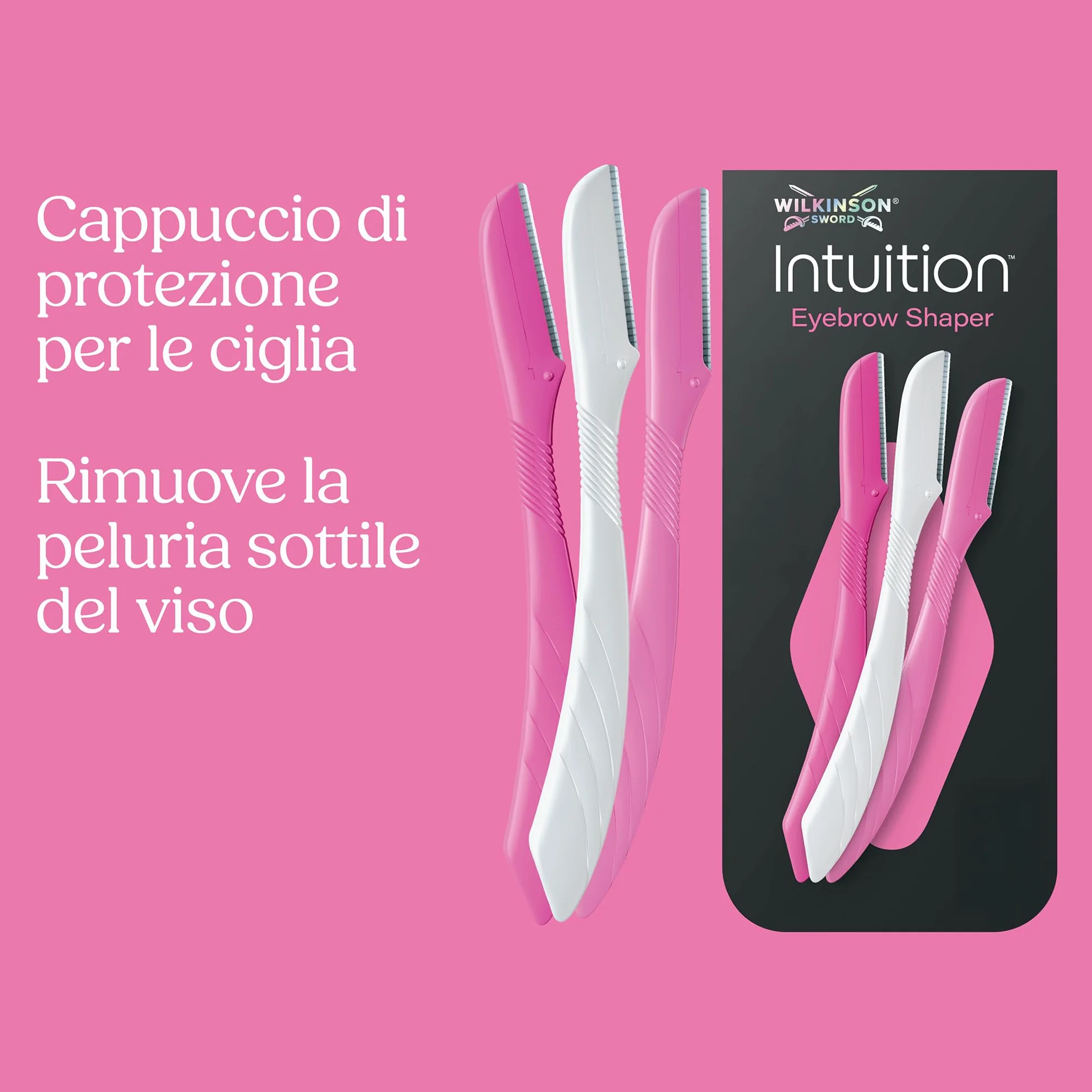 Wilkinson Sword Intuition rasoio per sopracciglia XL con 5 beauty tool e cappuccio di precisione