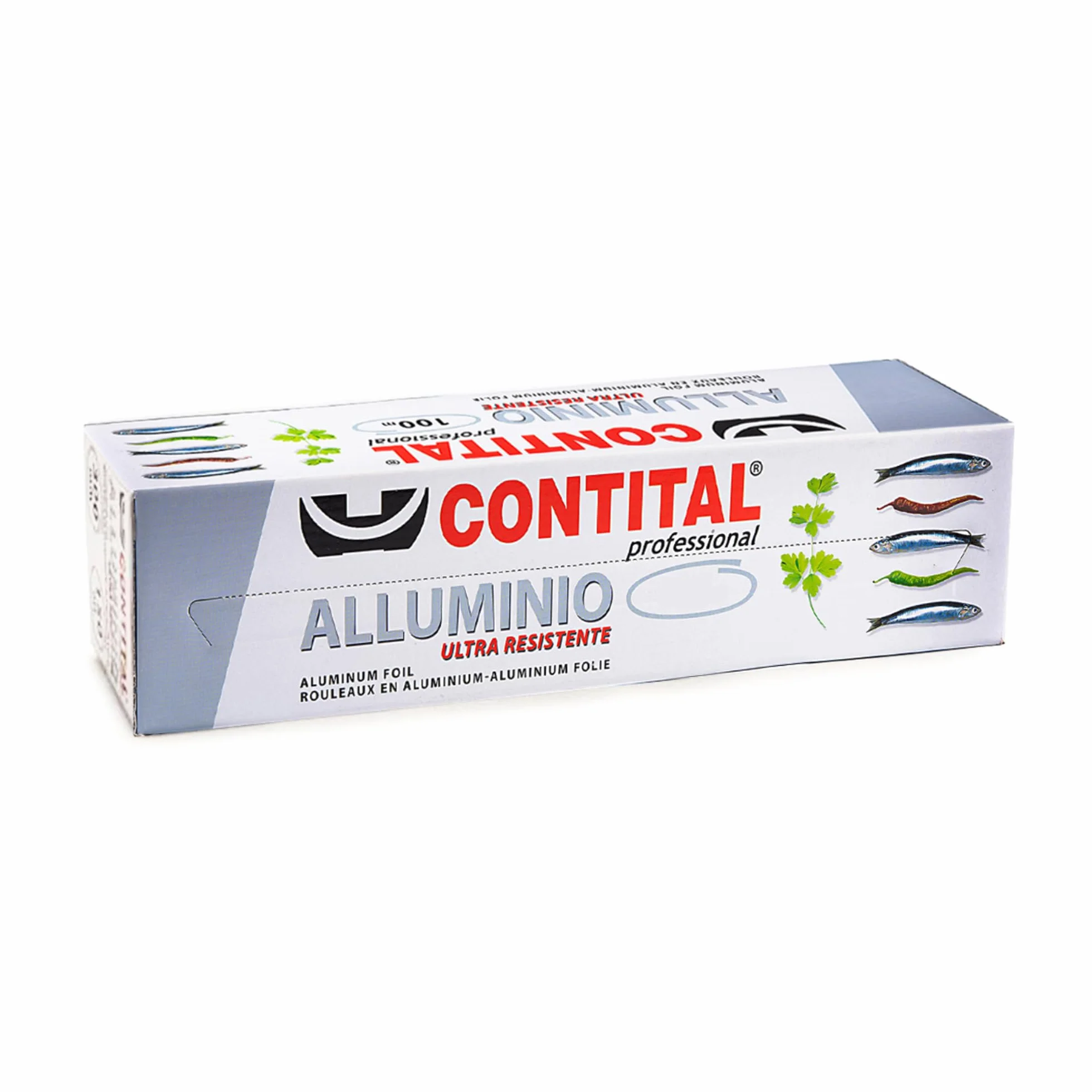 CONTITAL Rotolo Alluminio Professionale per Alimenti | 30 cm x 100 mt | Accessori Cucina, Carta Stagnola Alimenti, Rotolo Alluminio Cucina con Astuccio
