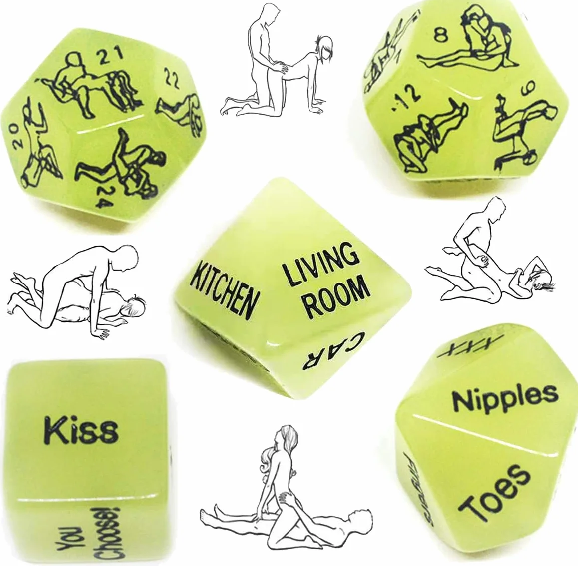 Set Di 5 Dadi Che Si Illuminano Al Buio, Interazione Sexy E Divertente, Attività Familiari, Feste, Fitness In Camera Da Letto Per Coppie, Accessori Regalo A Sorpresa Per Varie Festività