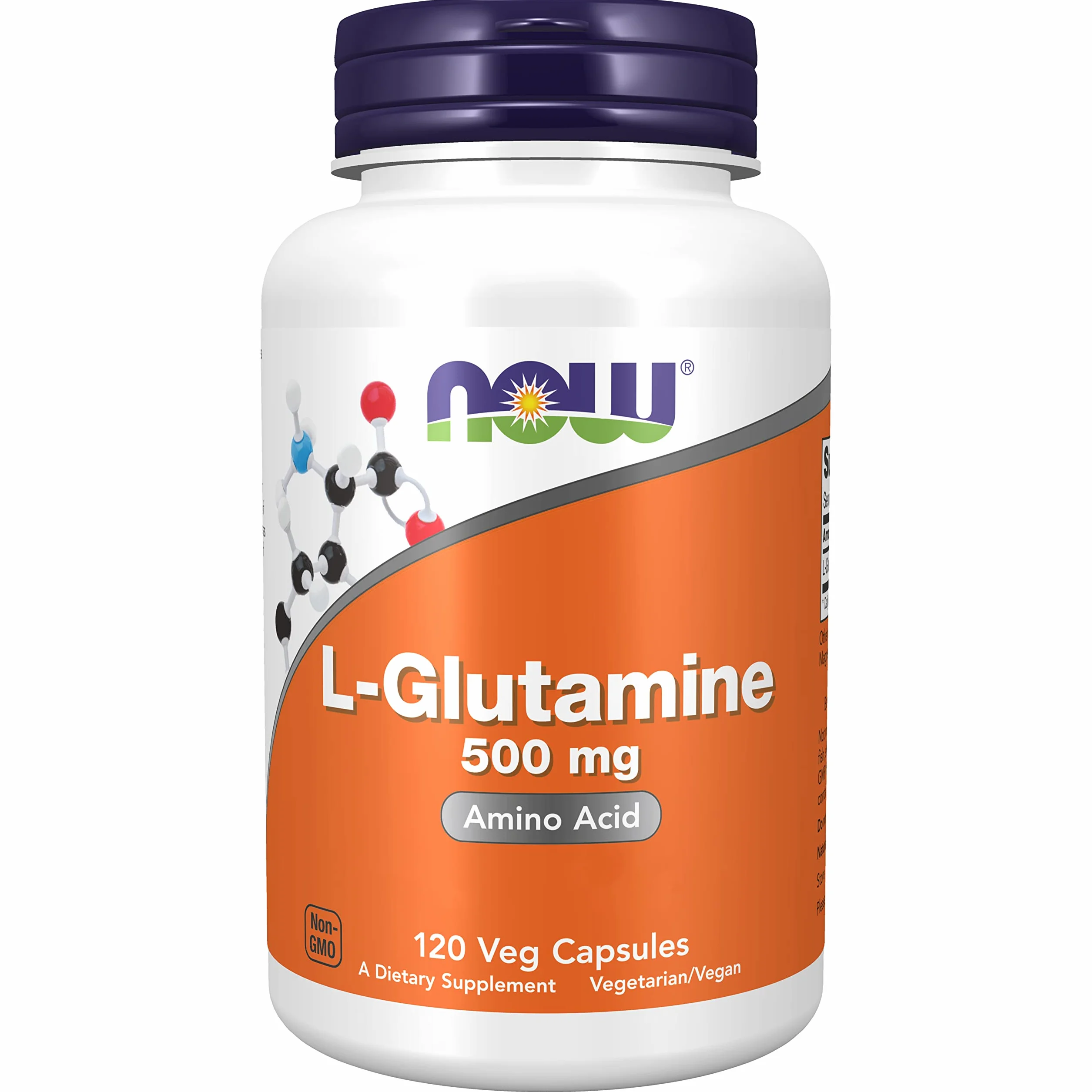 Now Foods, L-Glutamine (L-Glutammina), 500 mg, 120 Capsule vegan, Testato in Laboratorio, Aminoacido, Senza Glutine, Senza Soia, Vegetariano