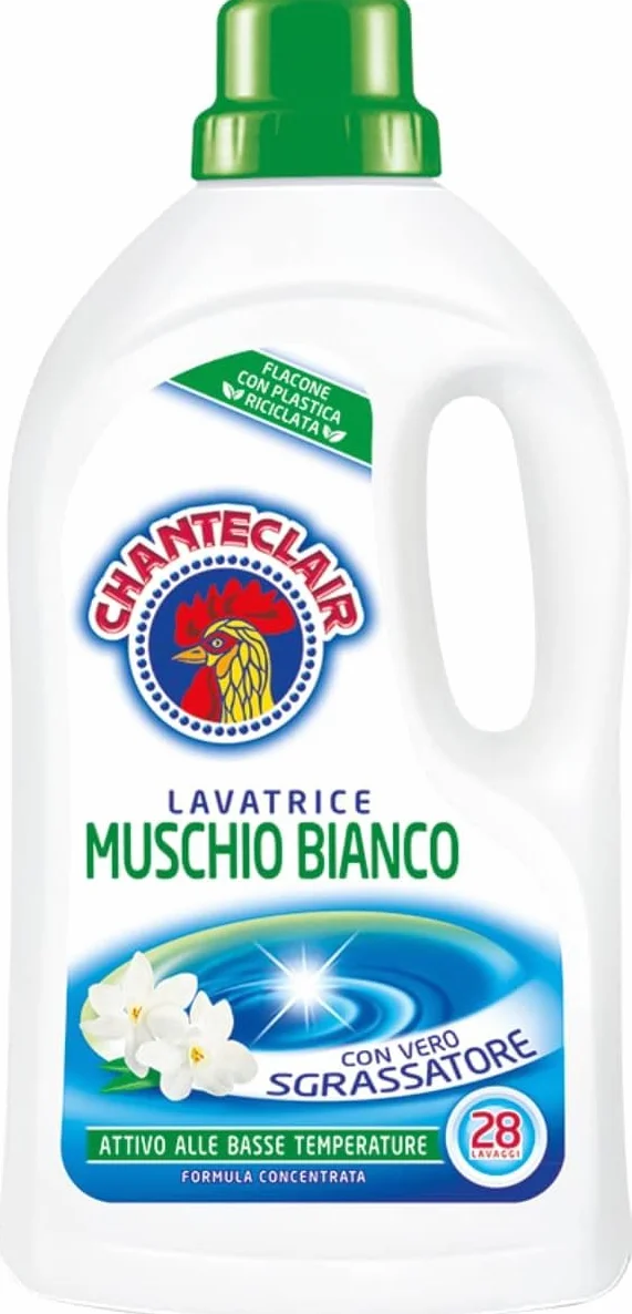 Chanteclair - Detersivo per Lavatrice, Profumo Muschio Bianco, Formula Concentrata, con Vero Sgrassatore - 3 Flaconi da 1260 ml