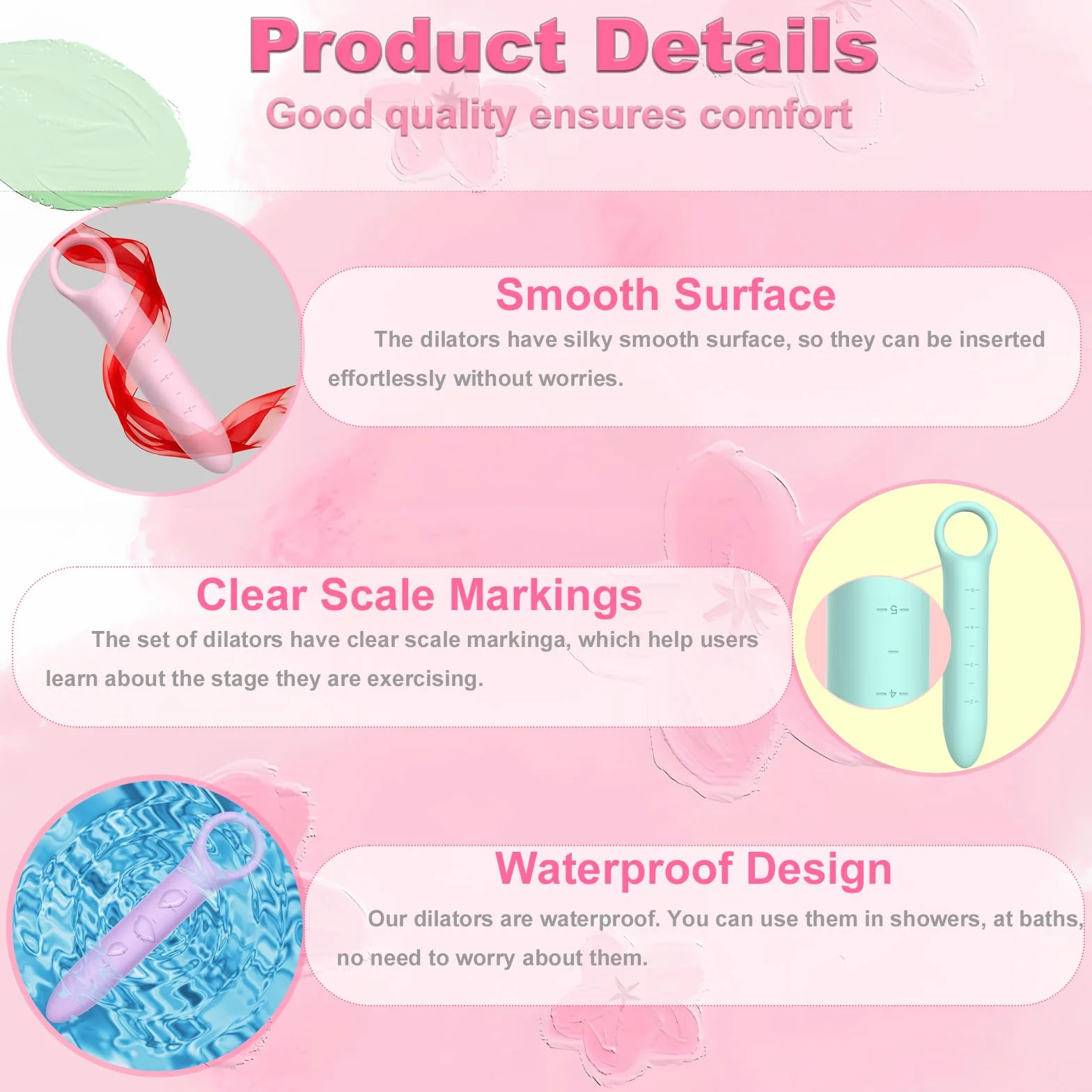 Dilatatori per Pavimento Pelvico Donna 5 Pezzi Set Dilatatore Vaginale Allenatore Muscolare Progressivo