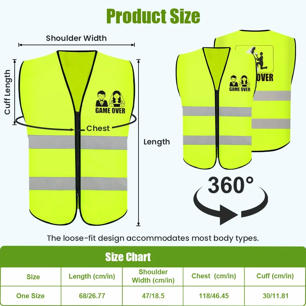 Addio al Celibato, Gilet Riflettente Sposo, Decorazione Giubbotto di Avvertimento, Maglietta Jga, Idea Regalo Divertente per Futuro Sposo Costume Addio al Celibato Uomo