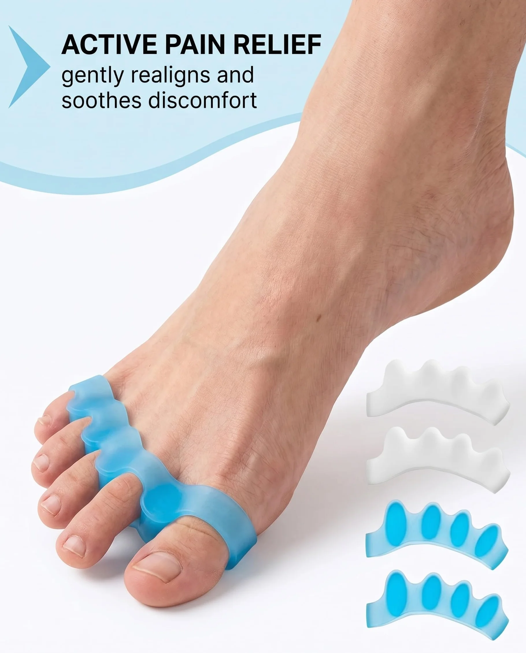Separatore Dita Piede 4 Pezzi Distanziatori in Silicone per Alluce Valgo, Dita a Martello e Borsiti