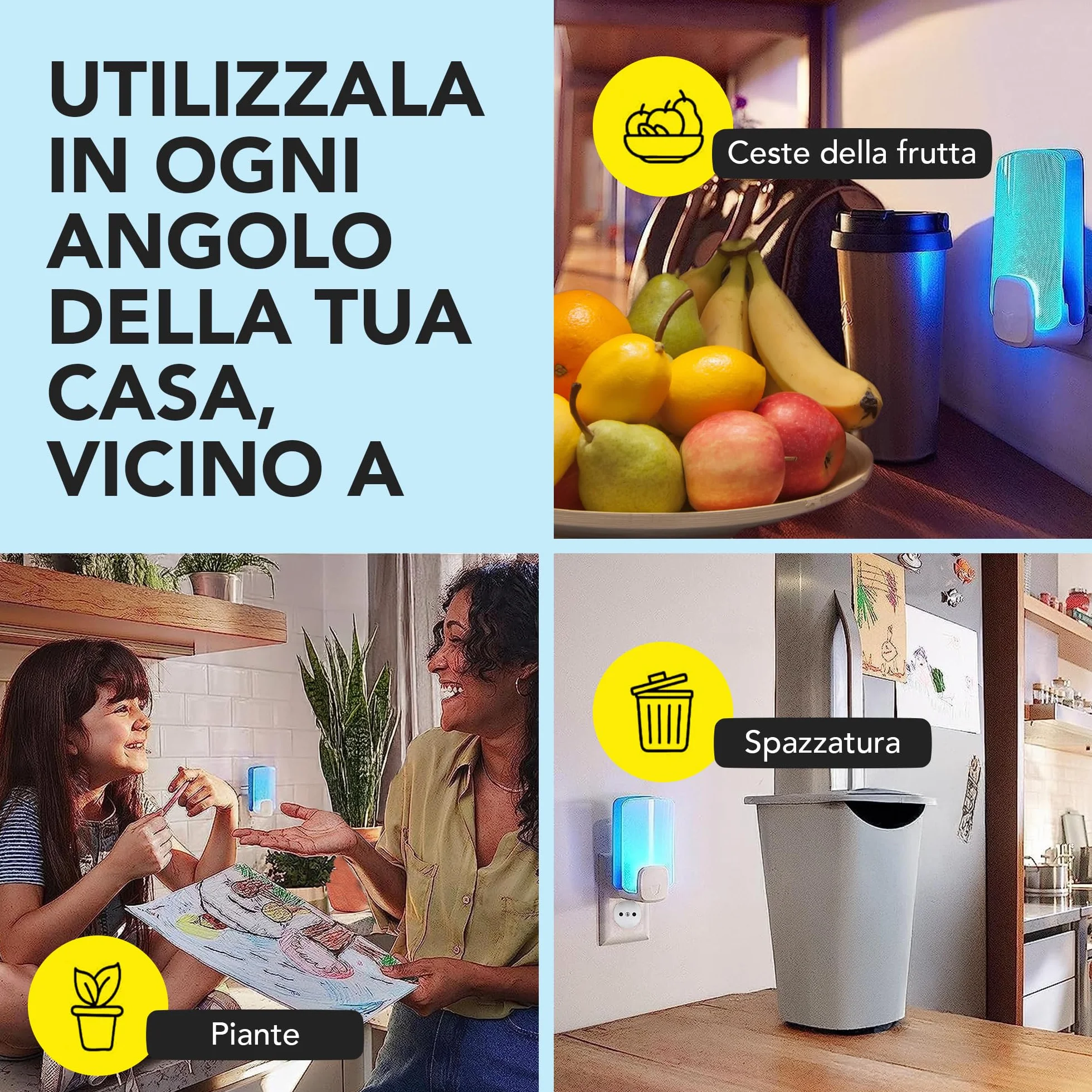 Raid Essentials Trappola Insetti Volanti Base Antimosche, Antimoscerini e Antitarme, Senza Insetticida, Protezione 24/7 dagli Insetti Volanti, per uso Interno, 1 Trappola e 1 Ricarica