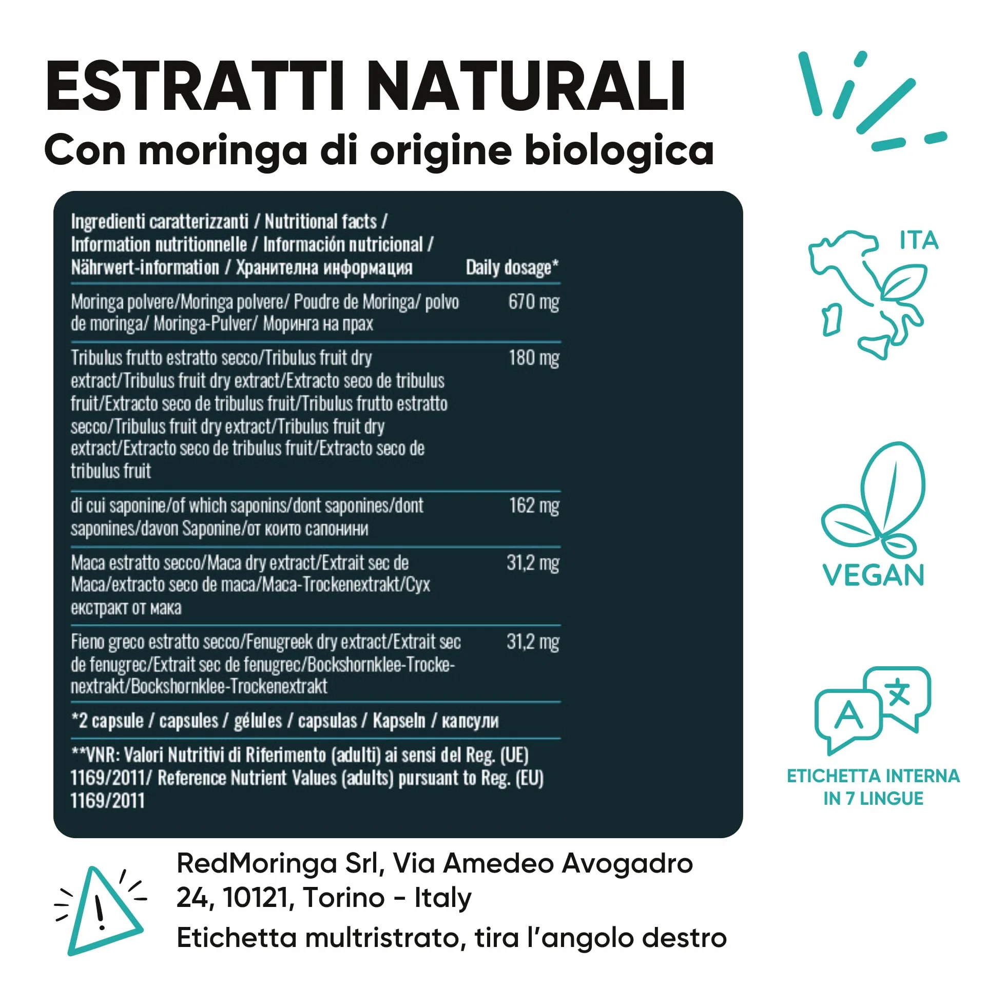 Trattamento BOOST T Uomo – T-Booster Potente con Tribulus Terrestris 90% Saponine + Maca Peruviana + Moringa BIO + Zinco 300 Compresse | Forza, Massa e Vigore | RedMoringa