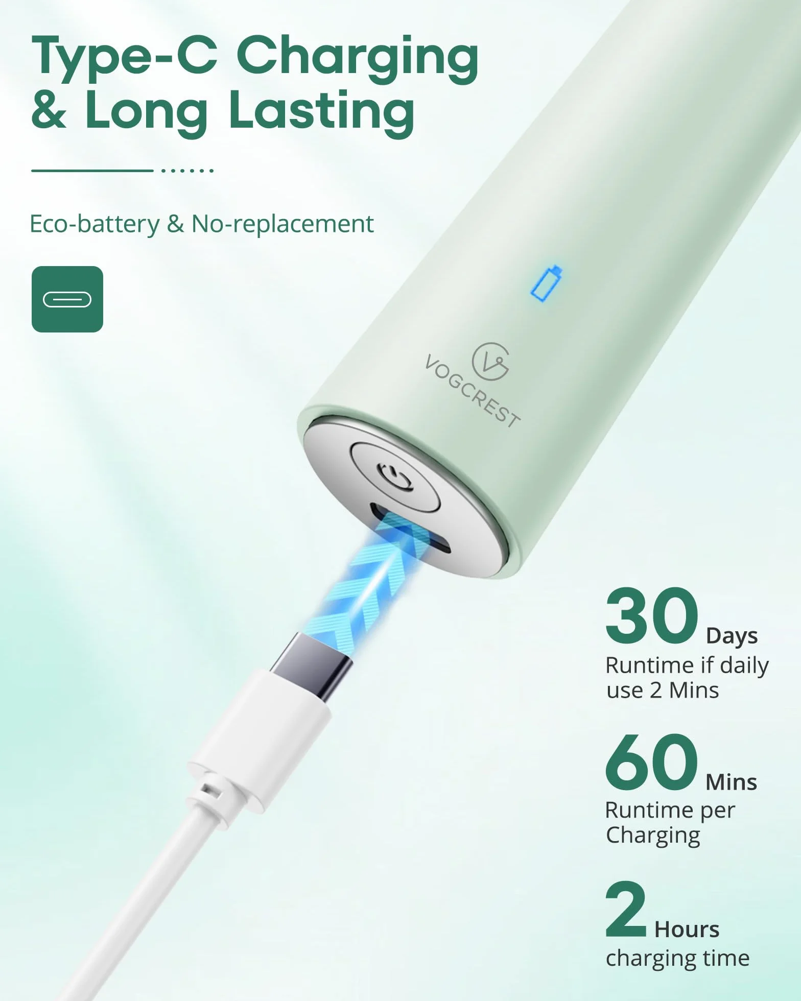 VG VOGCREST Rasoio per naso da donna ricaricabile 2 in 1 per sopracciglia (verde)