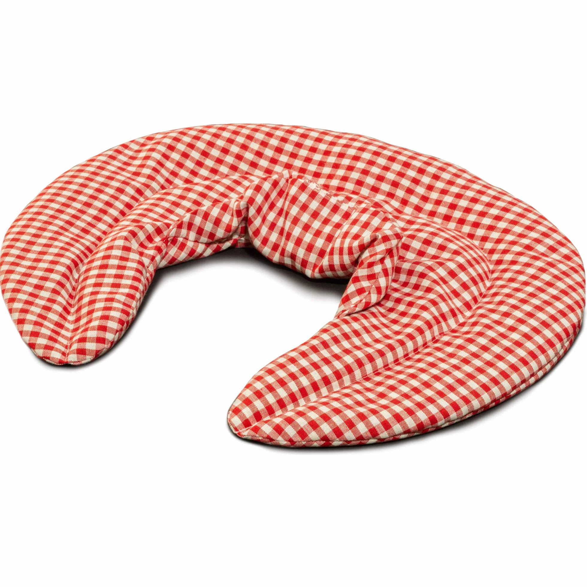 Cuscino del collo, rosso-bianco. Cuscino termico con noccioli di ciliegia, terapia caldo e freddo. Scaldacollo
