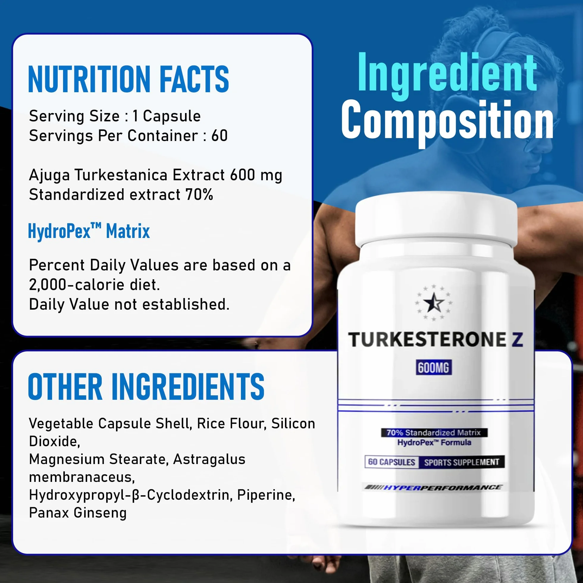 Turkesterone Supreme 70% with HydroPex™ - 60 V-Capsules (600mg) - Apex®