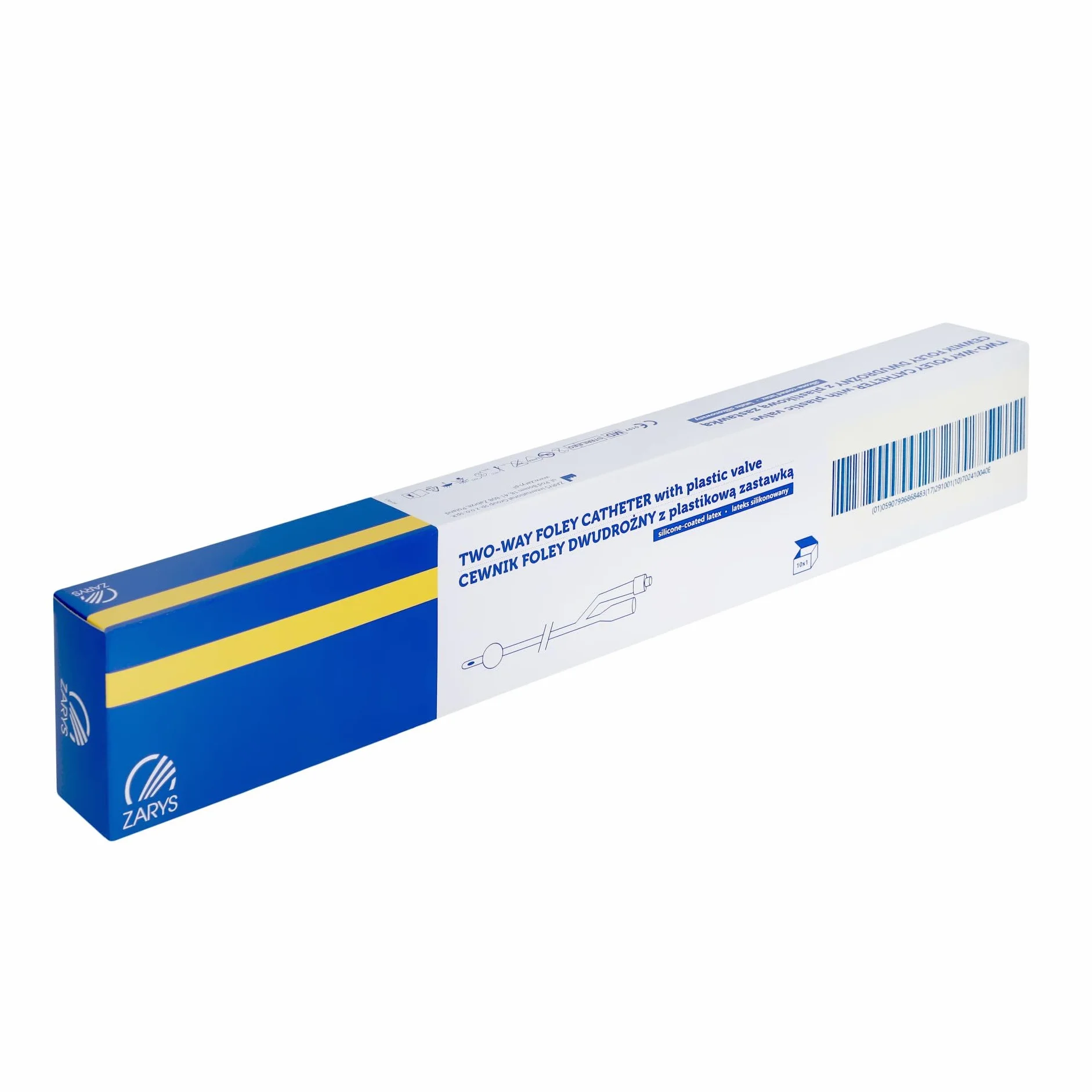 Sonda Foley a due vie con valvola in plastica CH 16 (lattice rivestito in silicone), sterile, senza ftalati, palloncino da 30 a 50 ml
