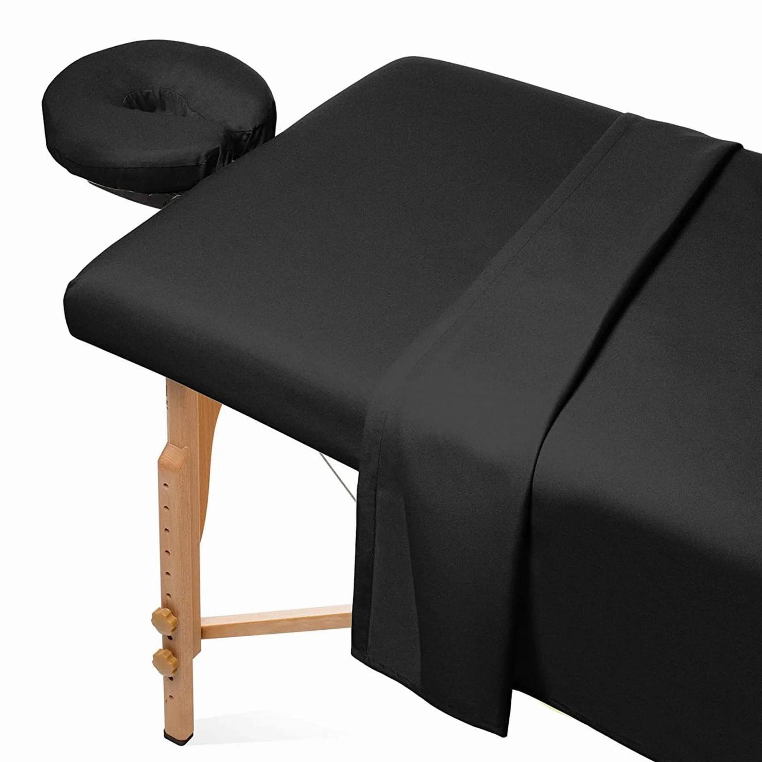 Surwin Lenzuolo Copri Lettino da Massaggio 3 Pezzi 80x185cm Nero Lavabile Riutilizzabile