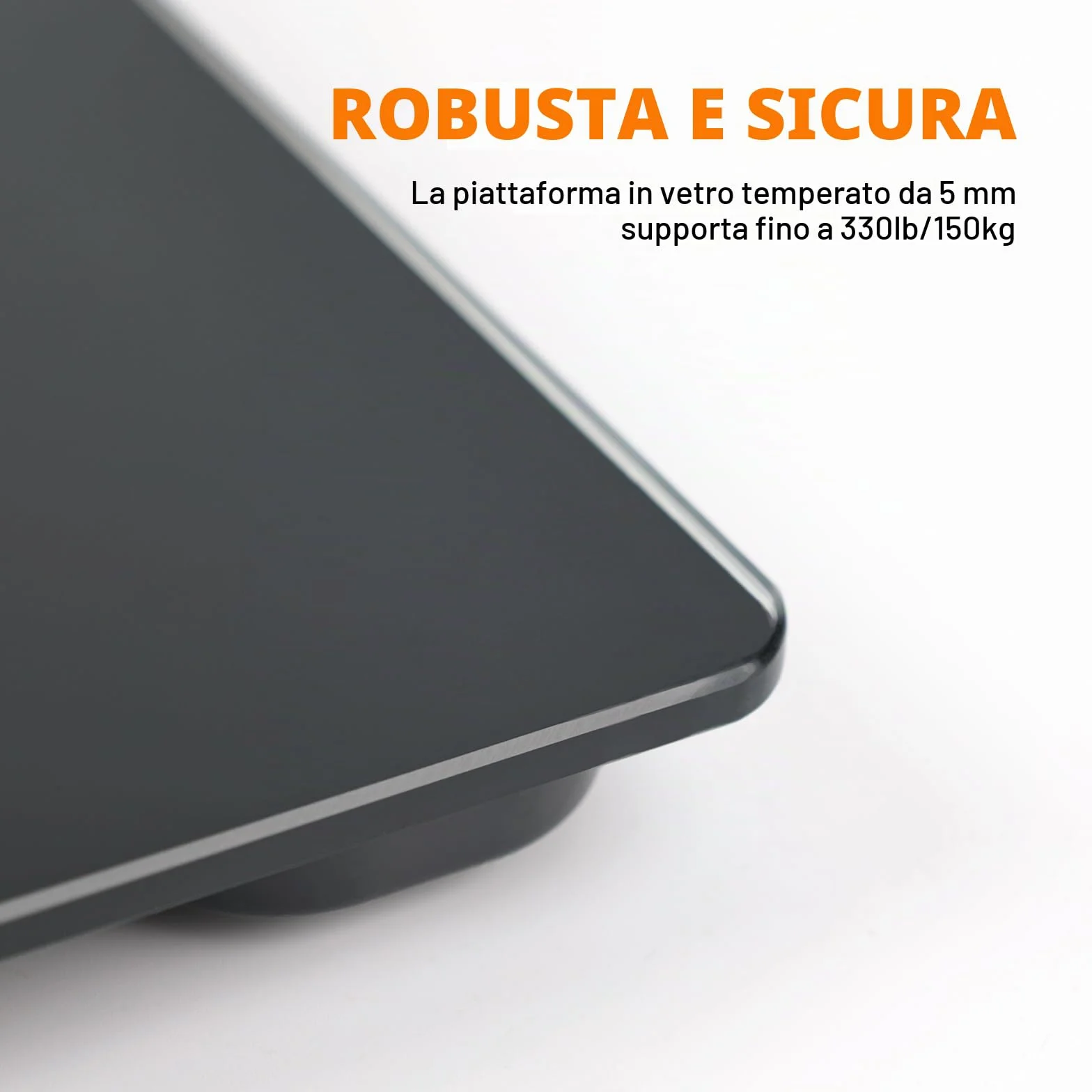 GRIFEMA GA2001-1 Bilancia Pesa Persone Display LCD, Max 150 kg Precisione 50 g, 26x26 cm, Nero