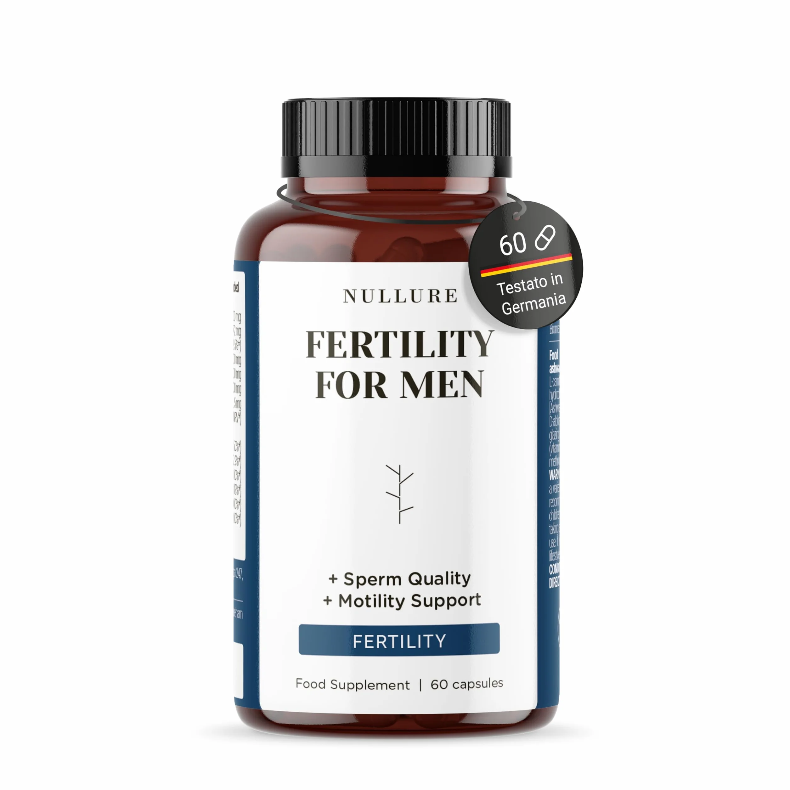 Nullure Integratore Fertilità Uomo L-Carnitina CoQ10 Arginina Zinco 60 caps Vegano Senza Additivi