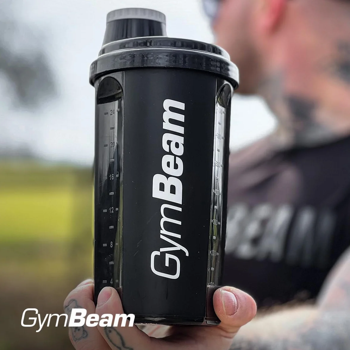 GymBeam Shaker per Proteine Premium, 700ml, con Coperchio Filettato, Adatto per Lavastoviglie, Microonde e Frigorifero, Shaker Palestra, Non Contiene BPA e DEHP (Black)