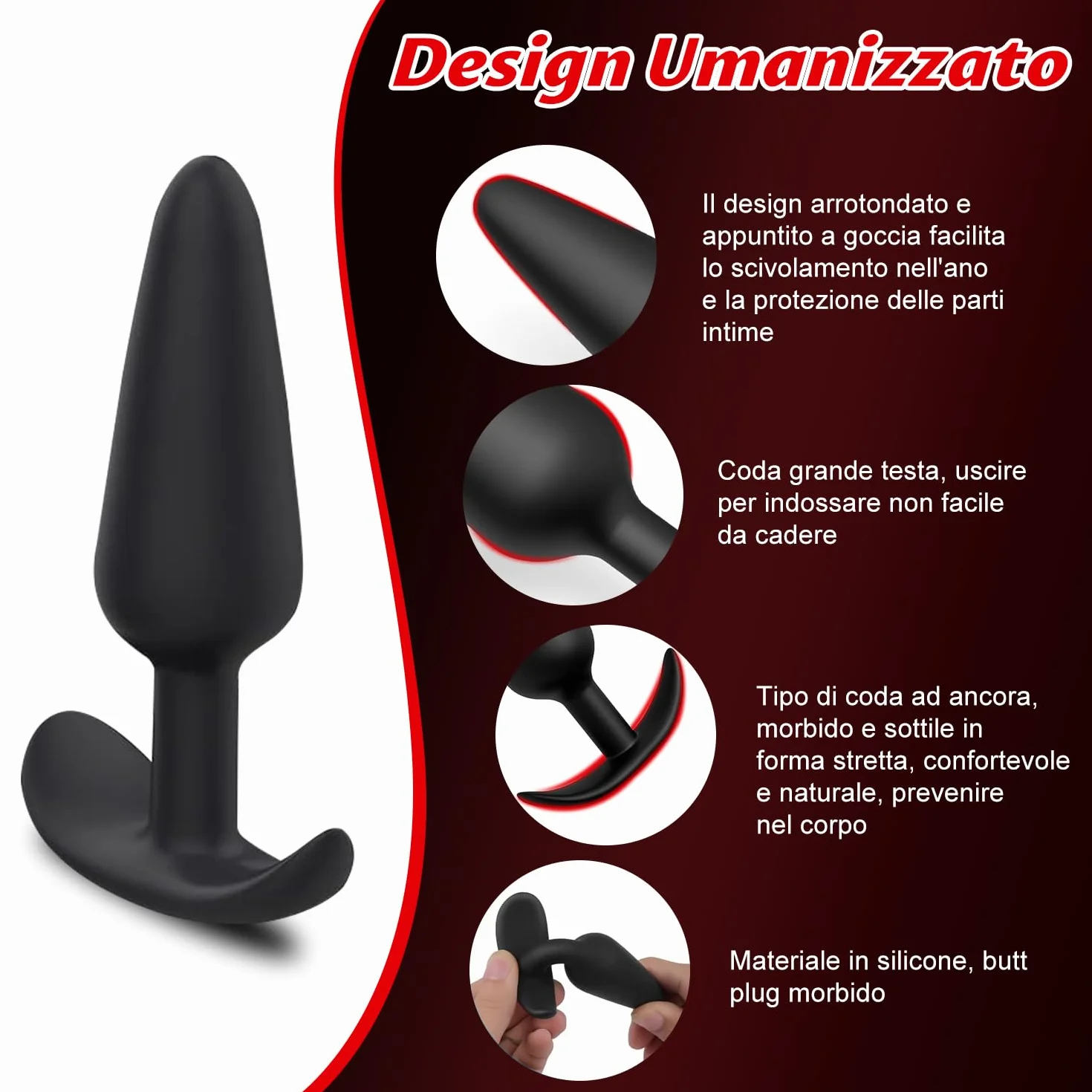 3PCS Plug Analesex Kit Sex Toys Sessuali per Donna Uomini Plug Anale-dilatatore Donna Uomo Dildo Anale Plug Butt Plug Anali Silicone Giocattoli Sexytoysys Donne Uomo Coppia Dilatatori Anali SexToy
