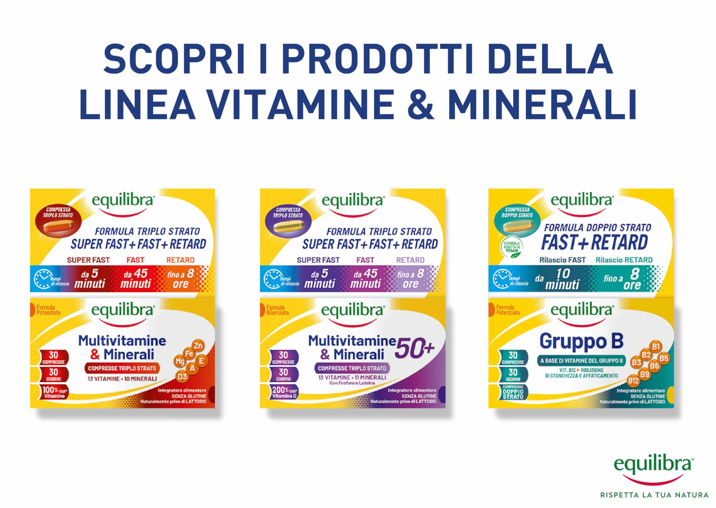Equilibra Multivitamine e Minerali 50+ Rilascio Prolungato 30 Compresse Triplo Strato