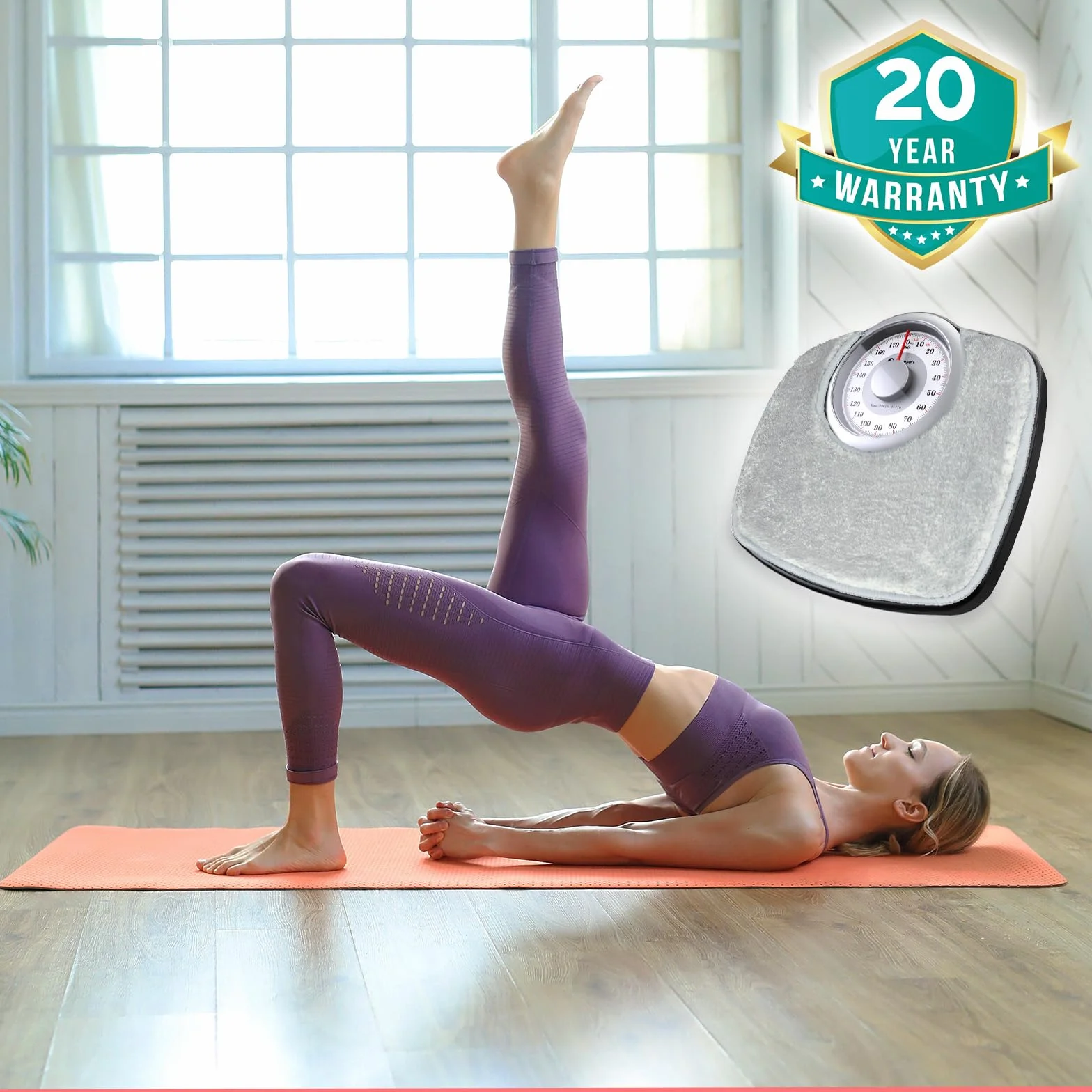 Adamson A25 Bilancia Pesapersone Meccanica, Analogica, Fino a 180 kg, Piedini Anti Scivolo – Durevole, Accurata, Precisa – 20 Anni di Garanzia – Per casa – Camera da Letto e Bagno - Tappeto Grigio