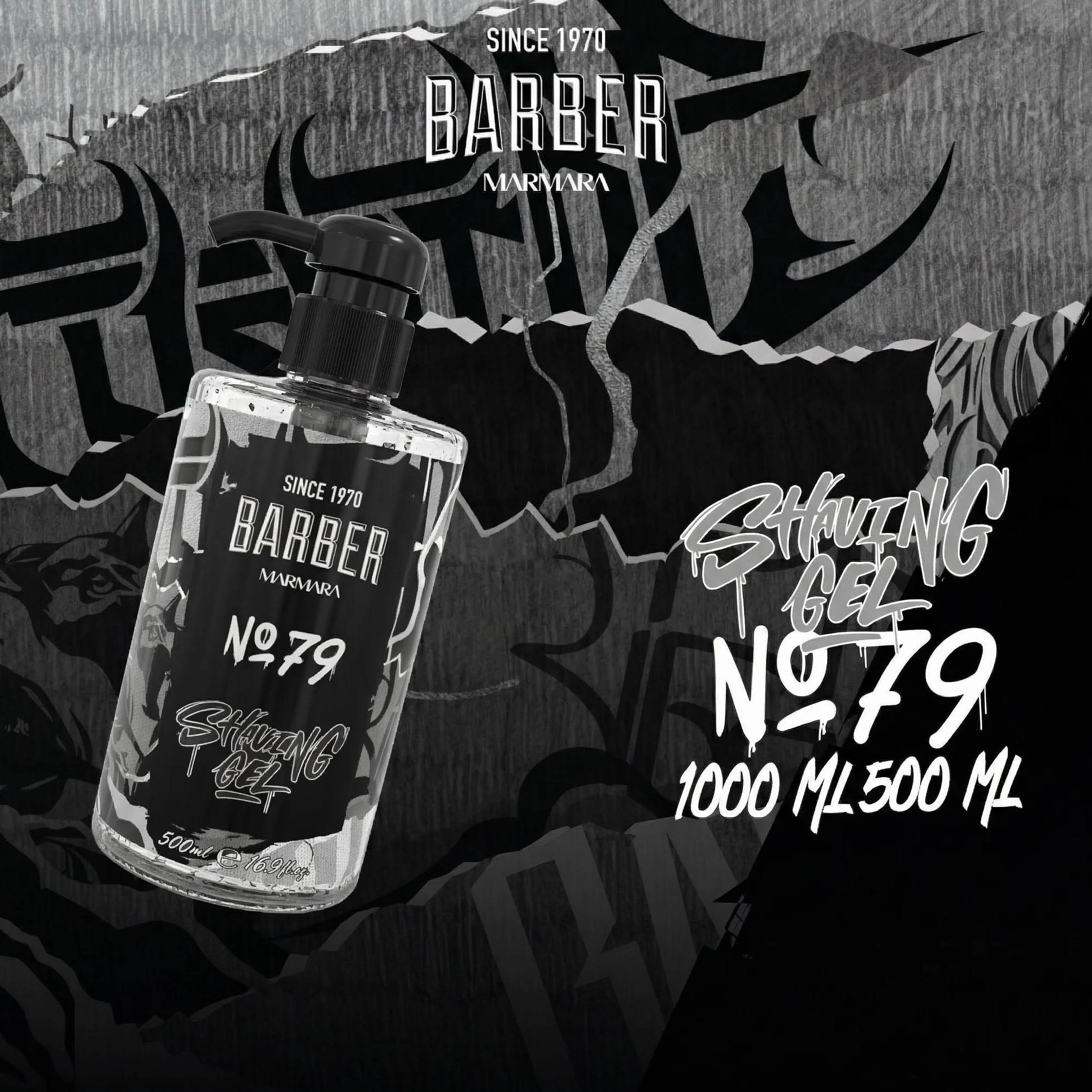 Barber Marmara Gel da Barba No. 79 Trasparente 500ml Senza Schiuma con Dispenser