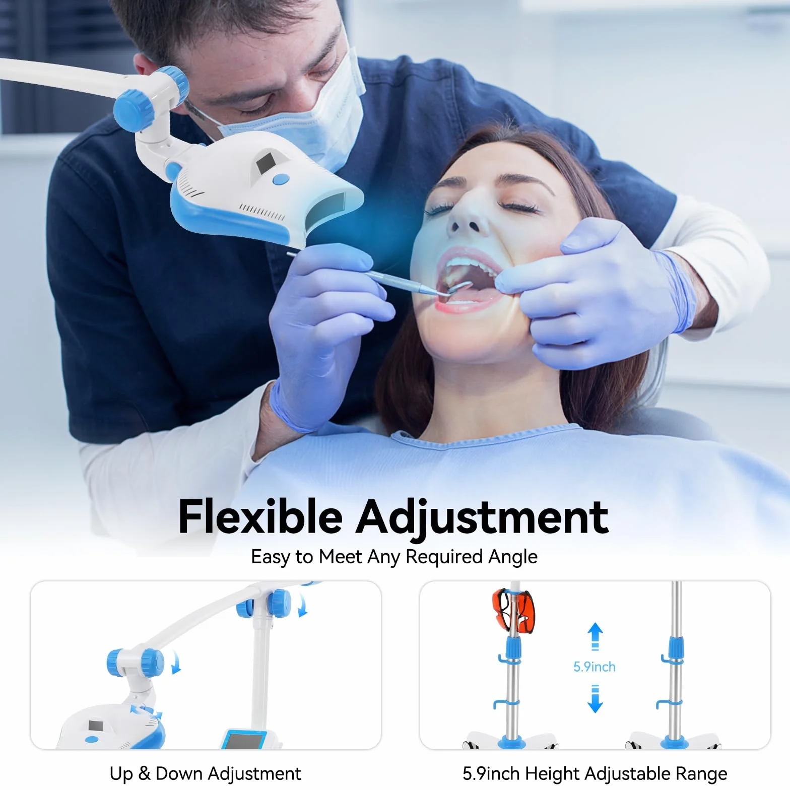 Lampada dentale a LED sbiancante, Teeth Whitening Device con ruote