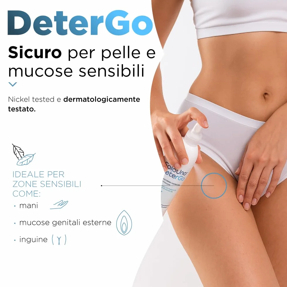 SoloUno DeterGo Spray detergente igienizzante con Clorexidina, vitamina E, antibatterico, senza risciacquo, 200 ml