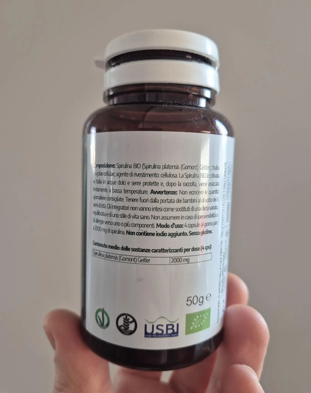 AGROINIZIATIVE SPIRULINA BIO 100 Cps Integratore Spirulina Pura 500 Mg Senza Glutine