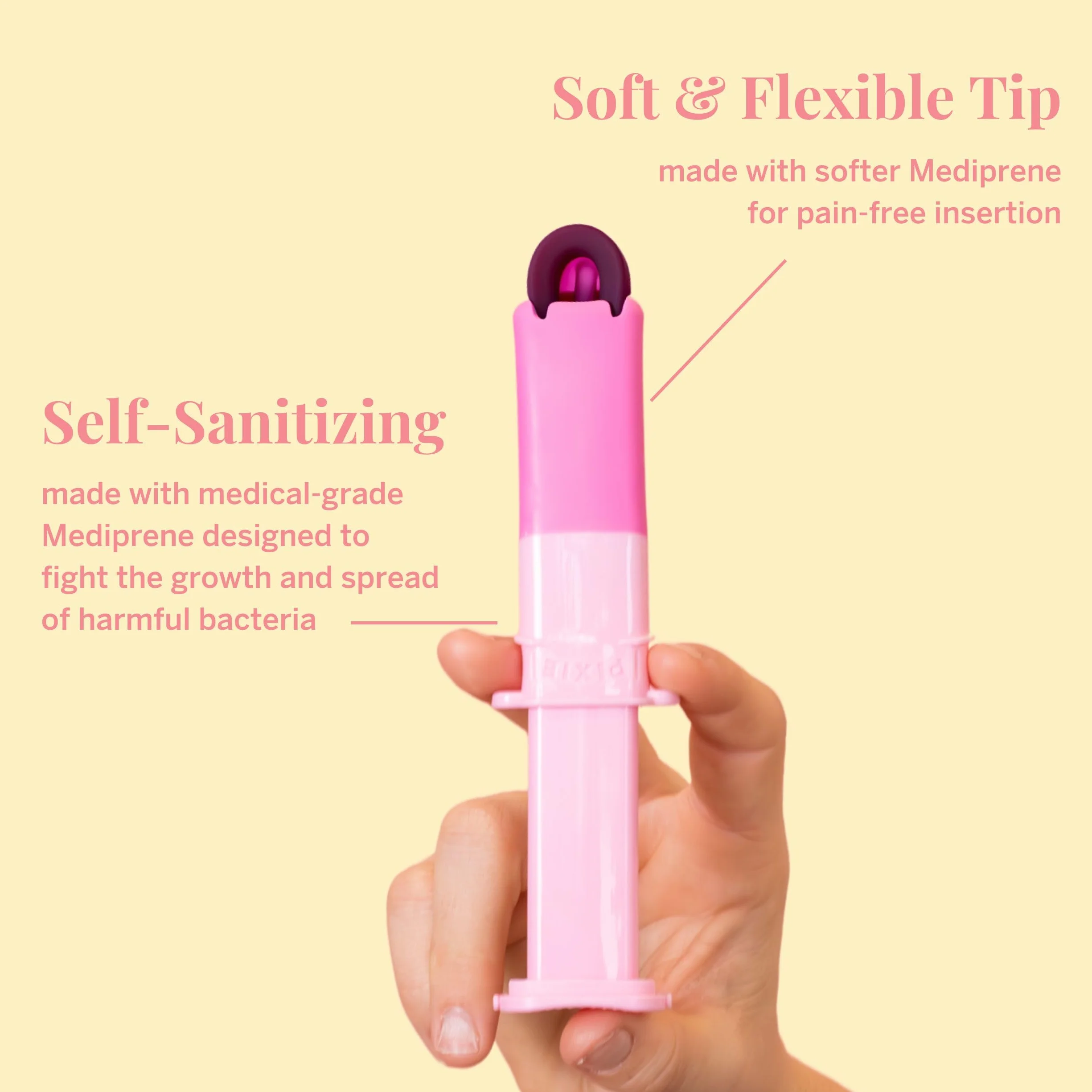 Pixie Kit 2 Dischi Mestruali con Applicatore – Silicone Grado Medico 100% Senza Metalli/Tossine – Inserimento e Rimozione Tipo Tampone – Capacità 5 e 7 Tamponi