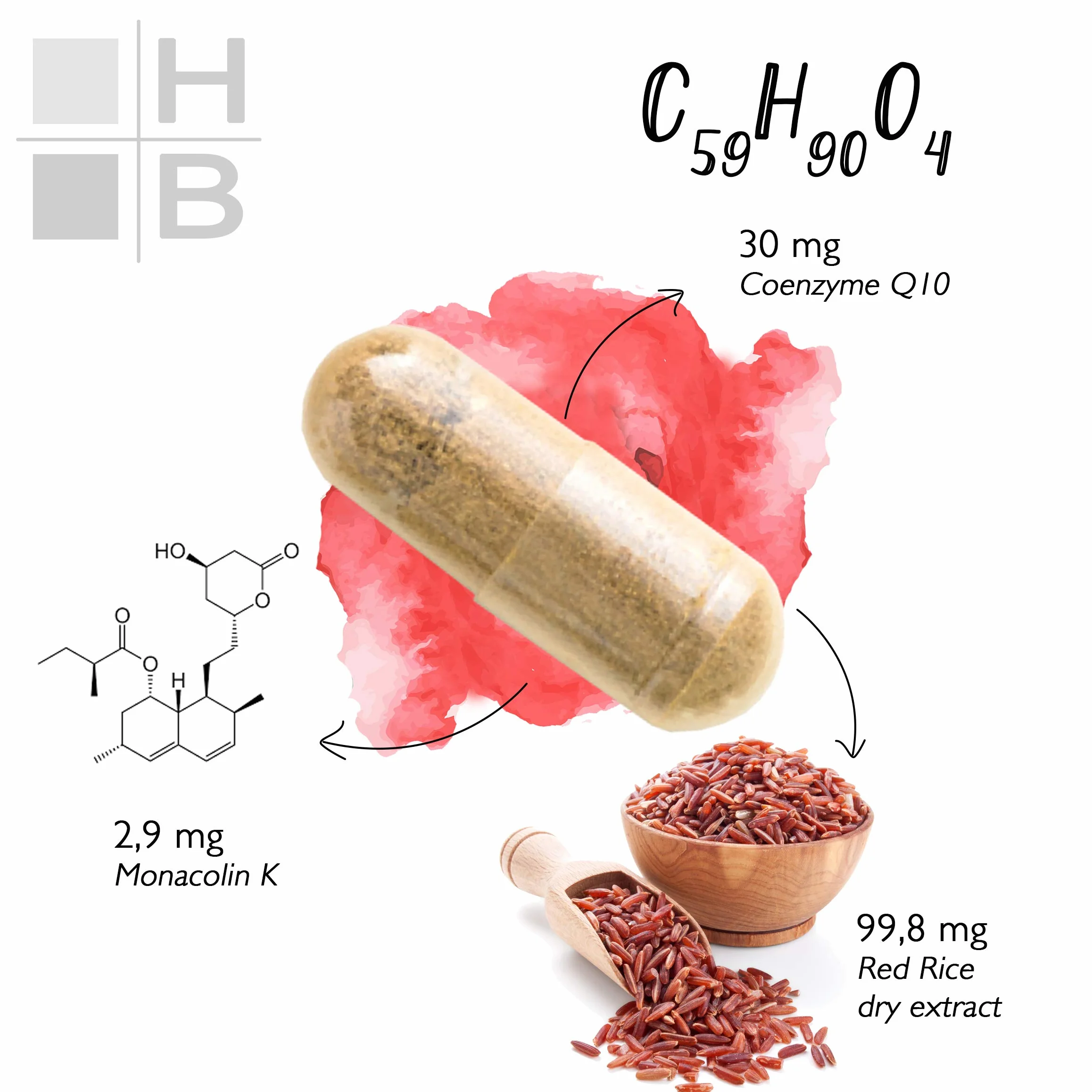 RISO ROSSO e COENZIMA Q10 HB | 120 capsule | riso rosso fermentato | con VITAMINA Q10 | Prodotto Italiano