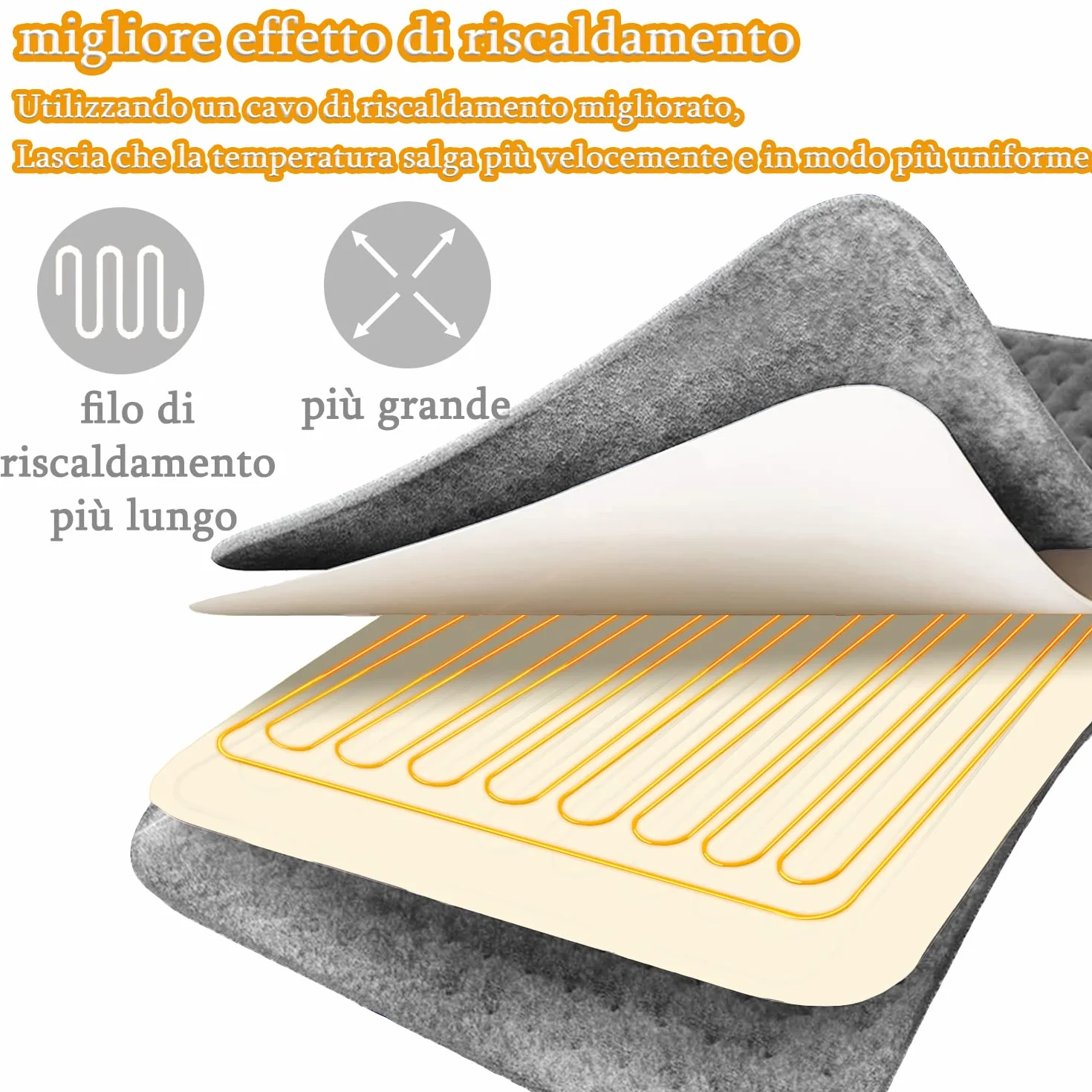 Termoforo Elettrico,Termoforo per schiena, collo, spalle e addome con spegnimento automatico, flanella morbida (Grigio Scuro, 30x60cm)