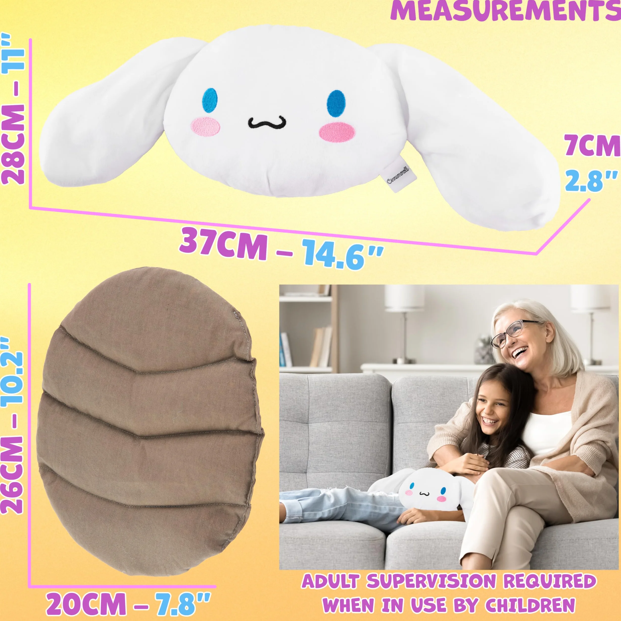 Cinnamoroll Sanrio Riscaldante Microonde, Peluche Termoforo Cervicale e Spalle, Compressa Alleviare Dolori Muscolari e Mestruali Regalo Donna (Bianco Cinnamoroll)