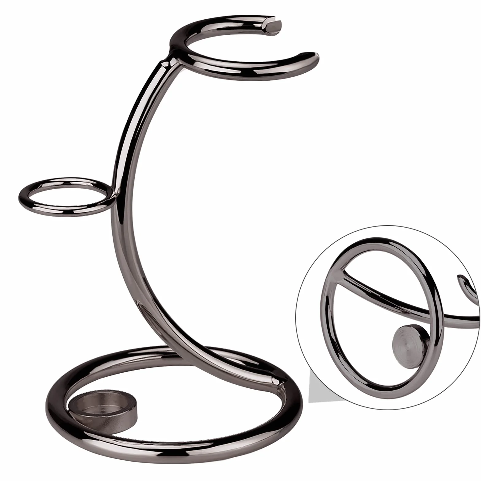 Linkidea Supporto per pennello da barba doccia, porta rasoio di sicurezza, compatibile con i rasoi Vikings Blade Chieftain ed Emperor Augustus (nichel spazzolato)