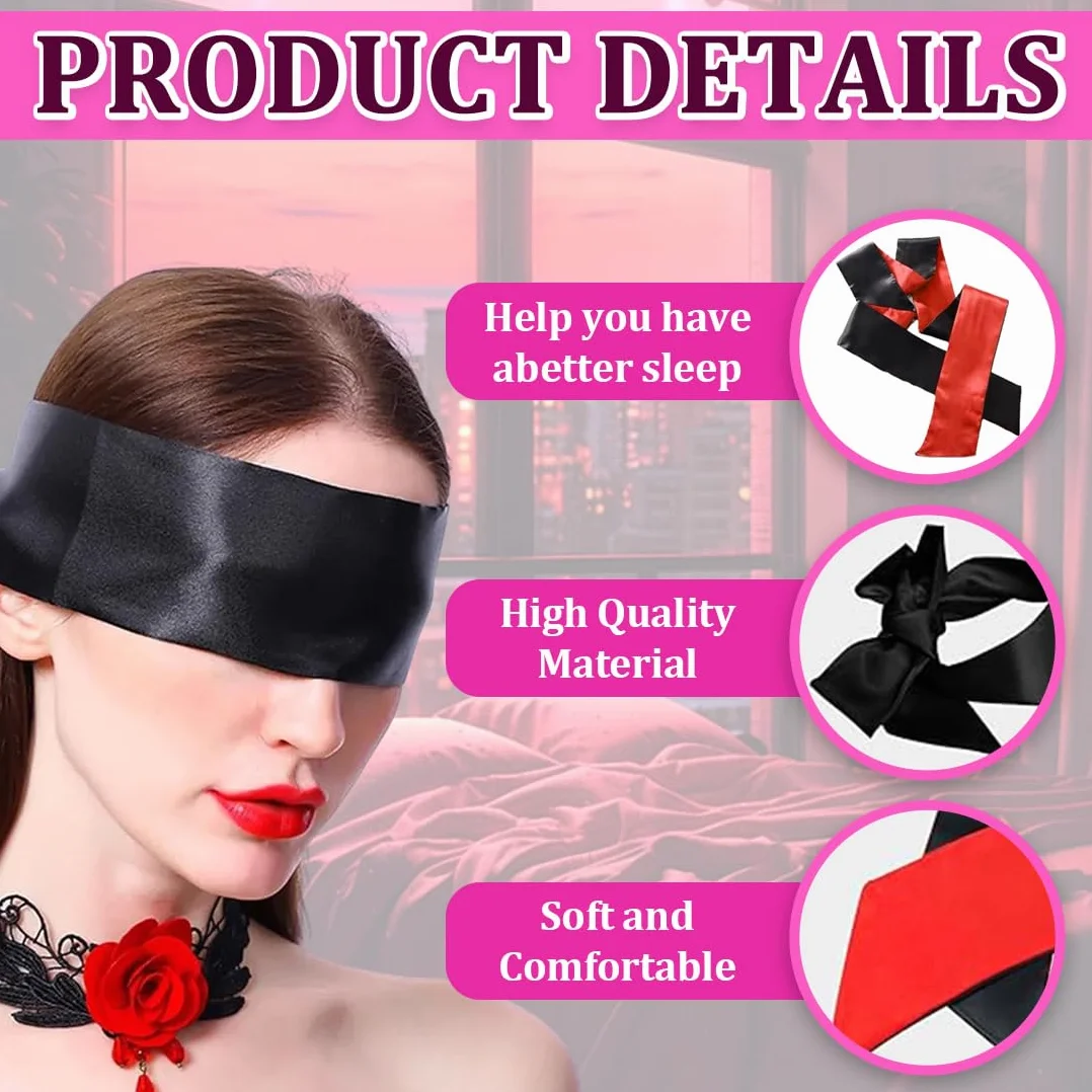 Maschera Per Occhi In Raso Morbide 130x5cm Nero Rosso 3 Pcs
