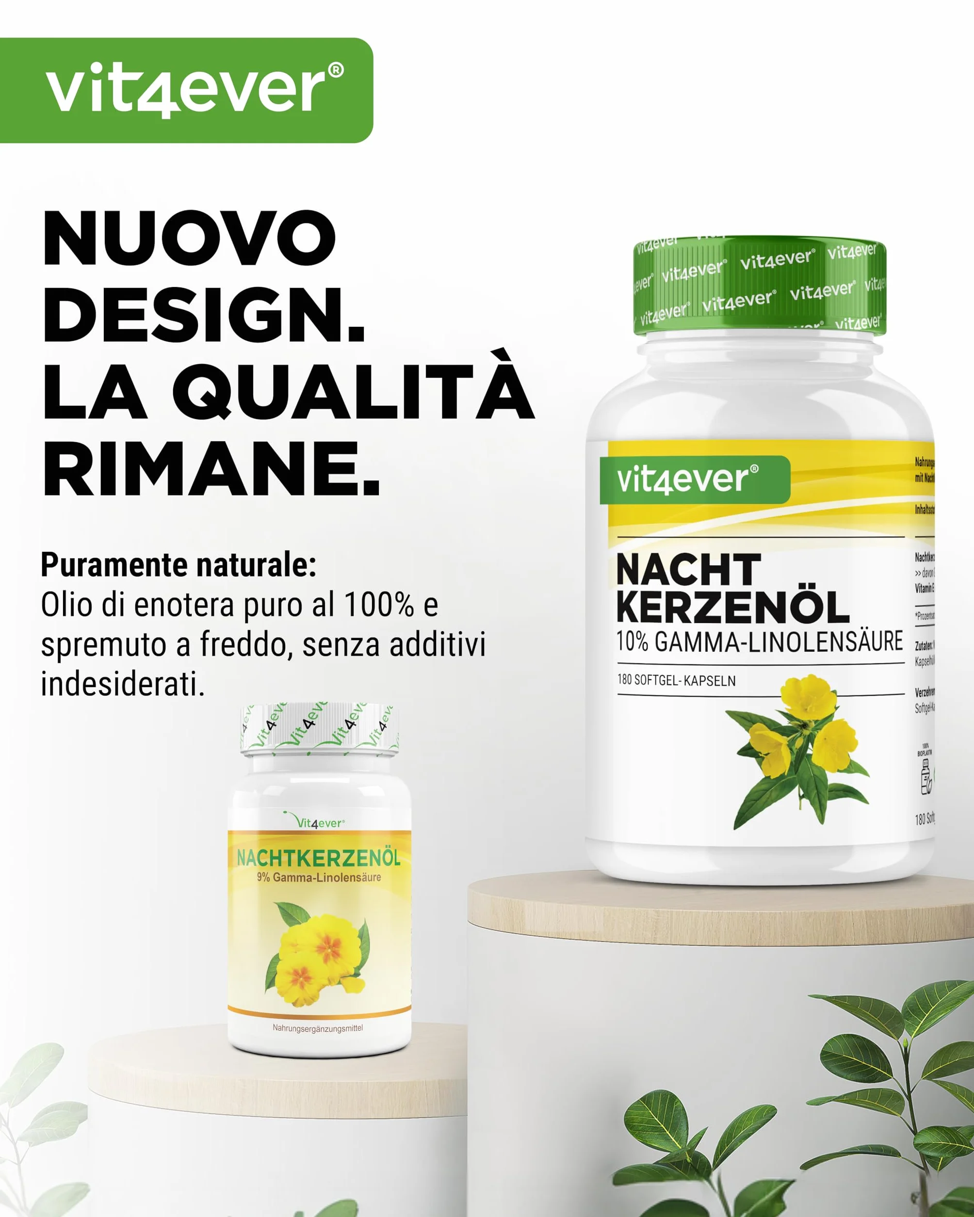 Olio di enotera 180 capsule 2000 mg per dose acido gamma-linolenico GLA 10% vitamina E pressato a freddo