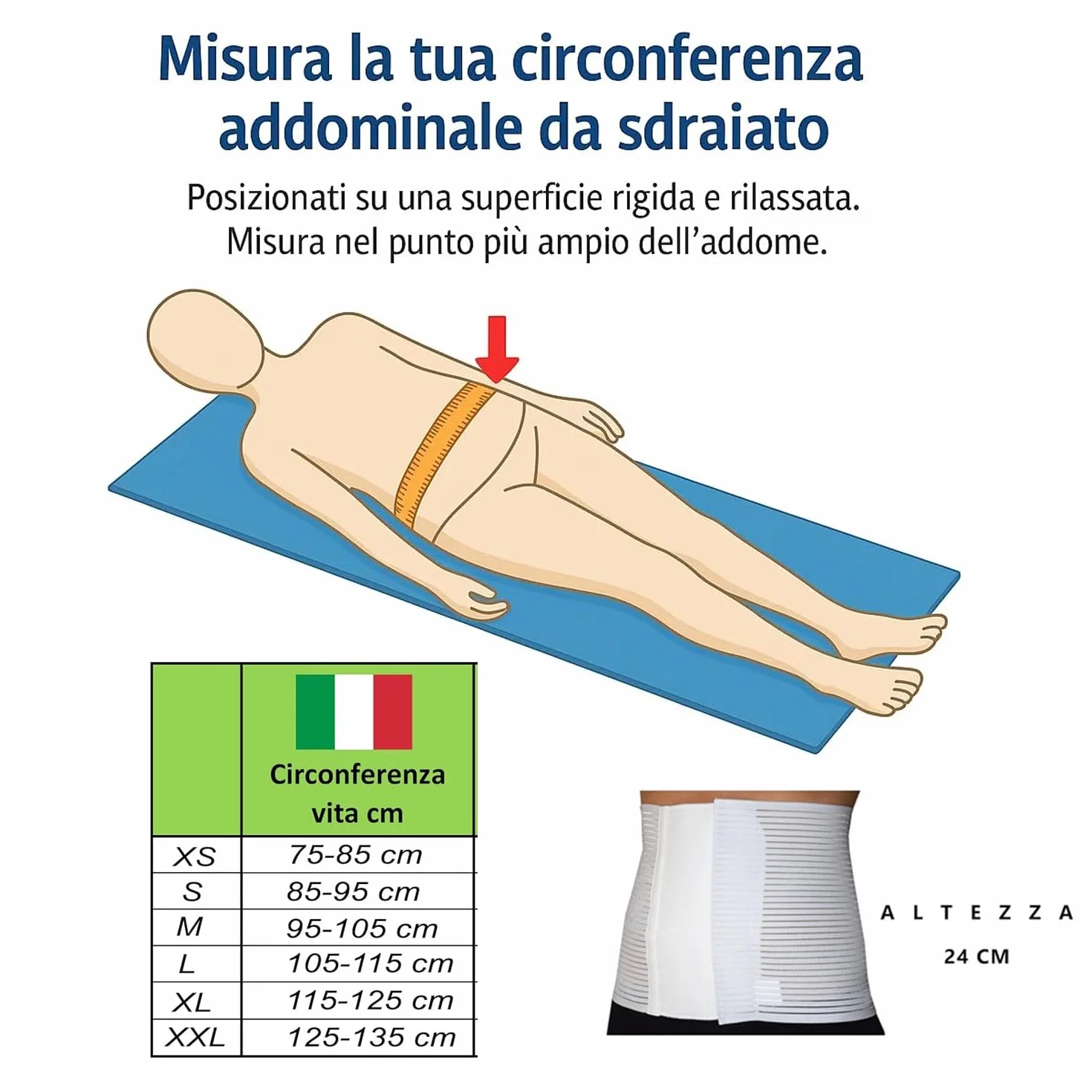 BODYPERFECT Pancera post operatoria Fascia Post-operatoria Contenitiva Addome Fascia contenitiva uomo Made in Italy H24 cm