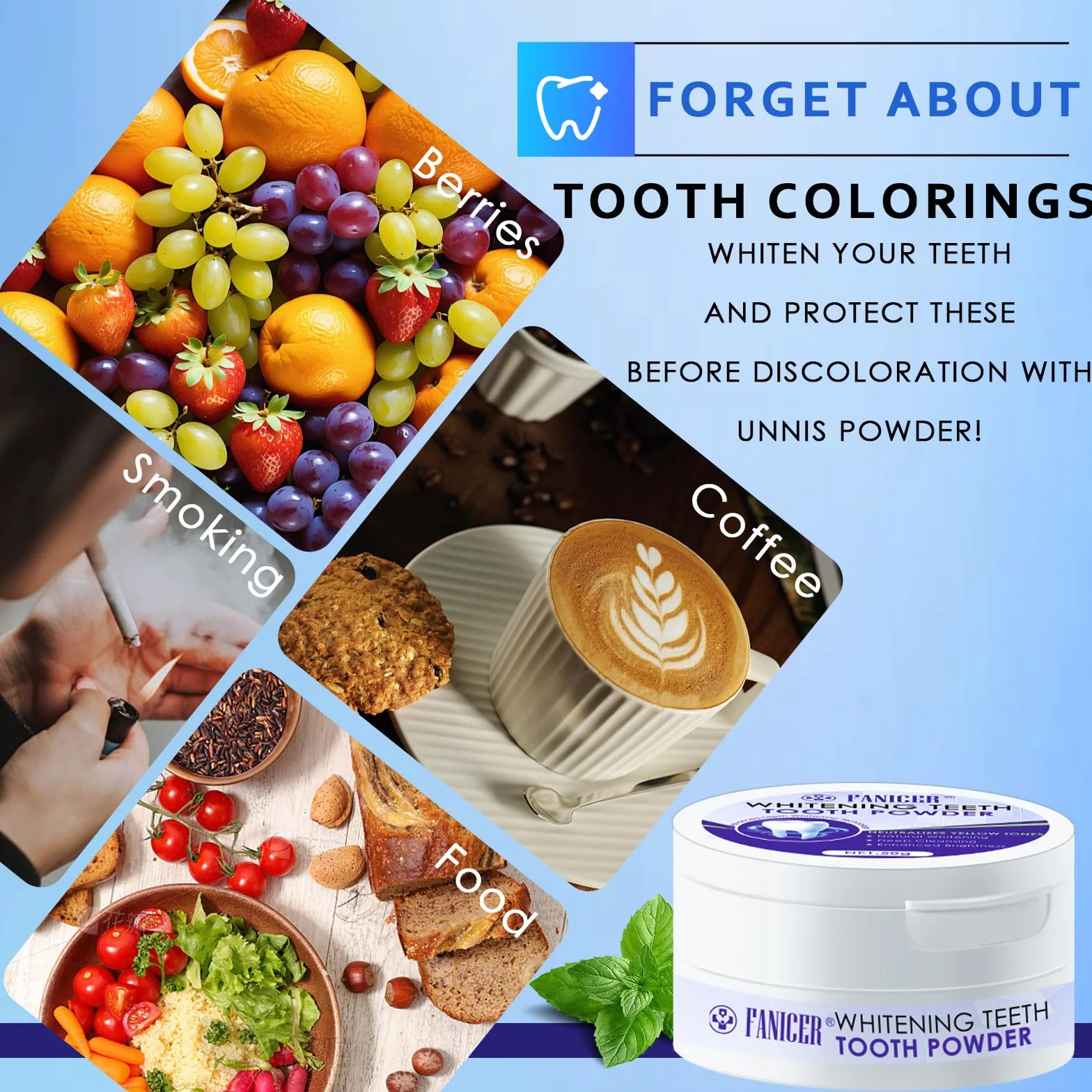 Polvere sbiancante per denti 50g professionale