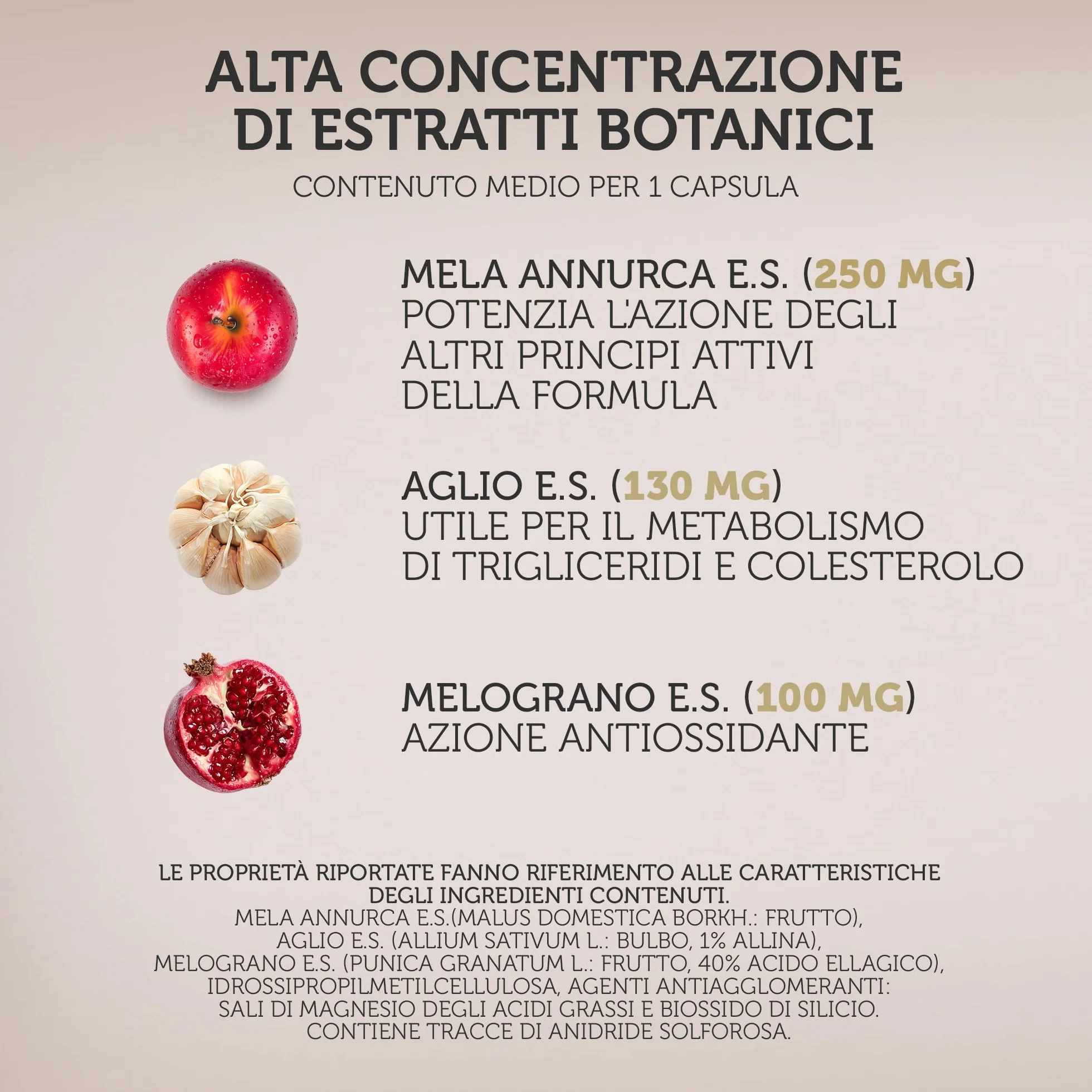 Integratore 100% naturale con MELA ANNURCA Aglio e Melograno - BENESSERE CARDIOVASCOLARE - 50 Capsule